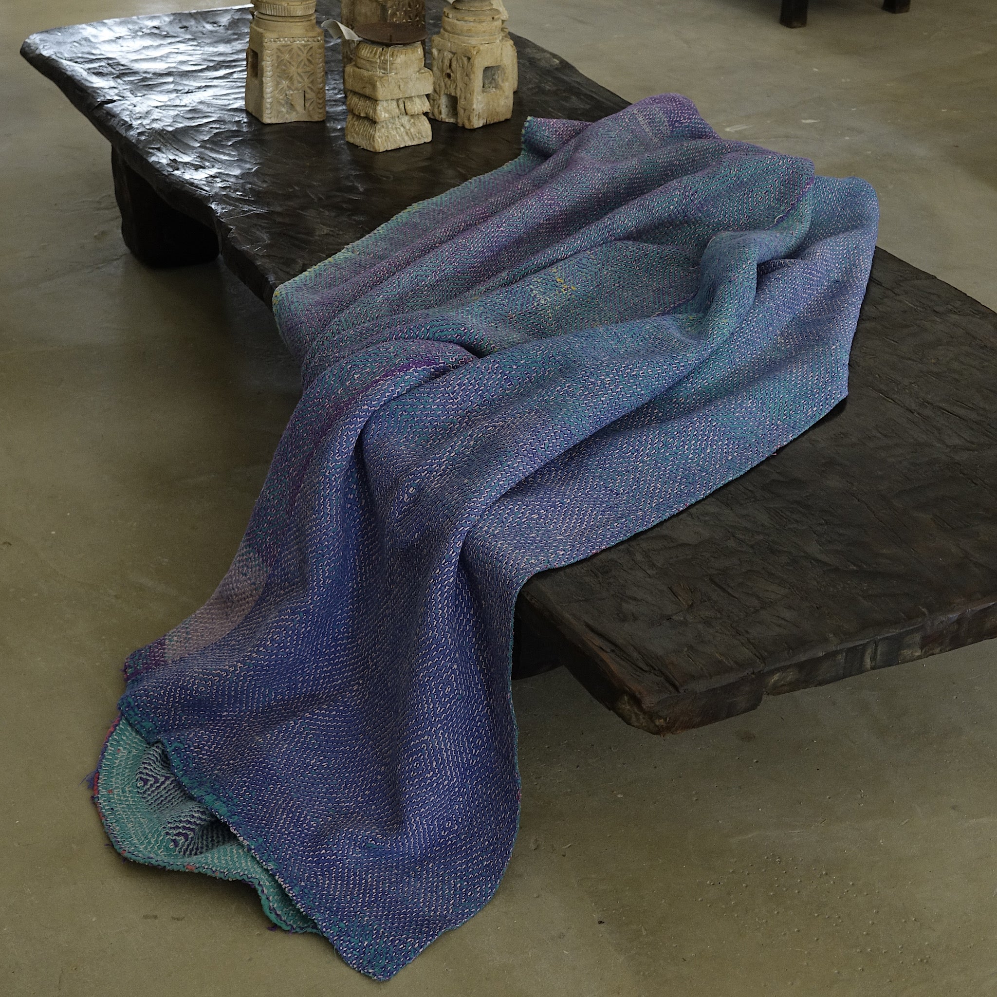 Kantha - Couvre-lit ancien fait-main n°10