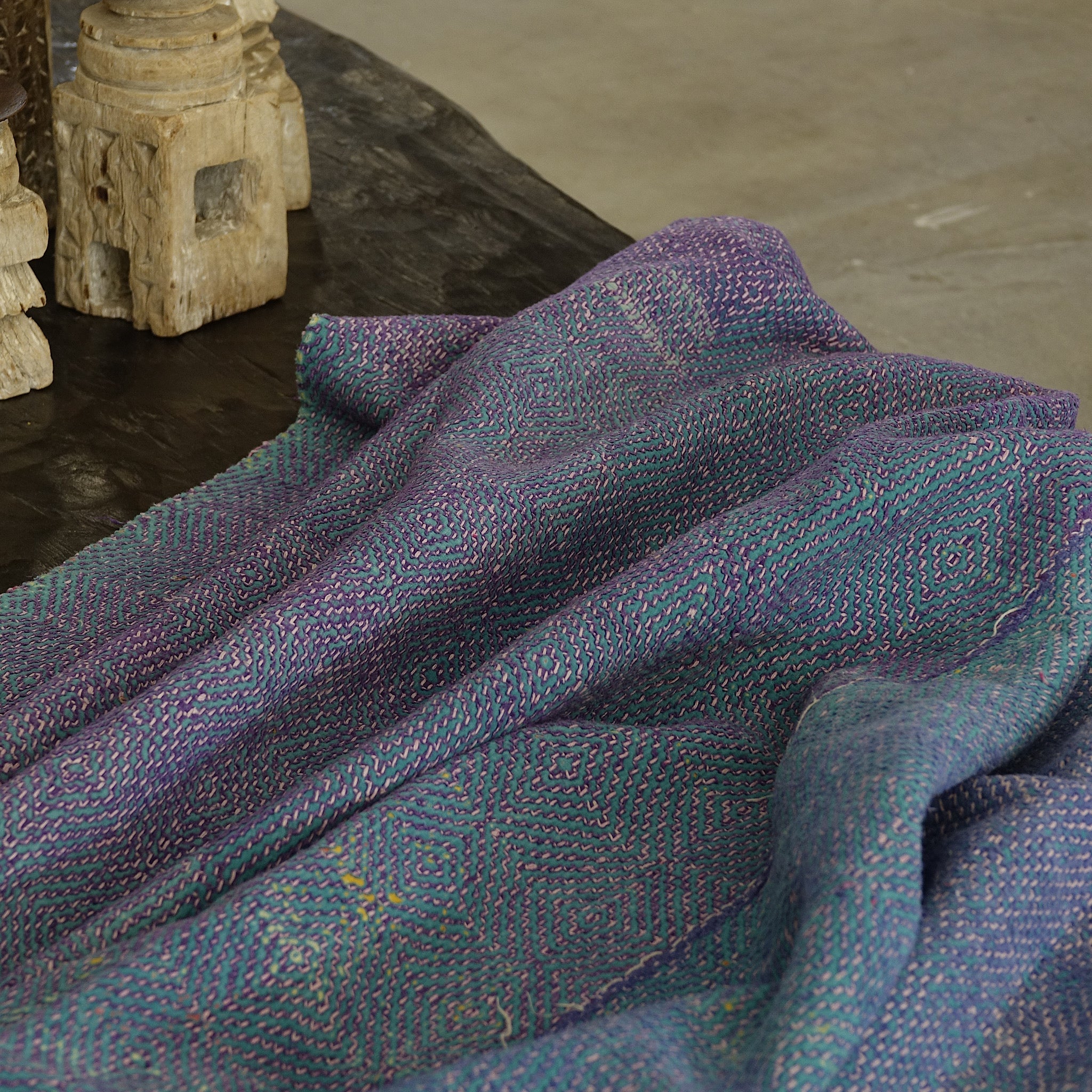 Kantha - Couvre-lit ancien fait-main n°10