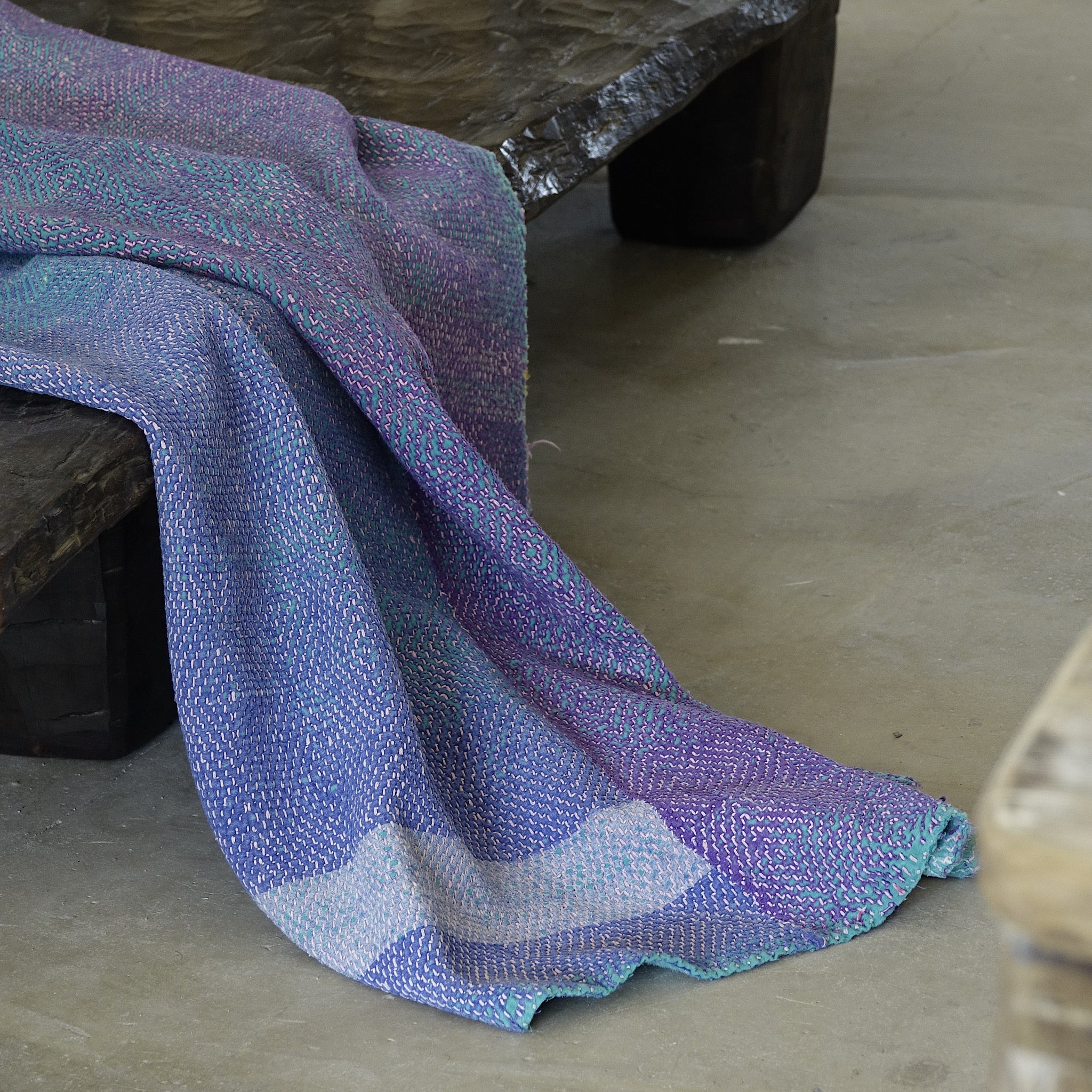 Kantha - Couvre-lit ancien fait-main n°10
