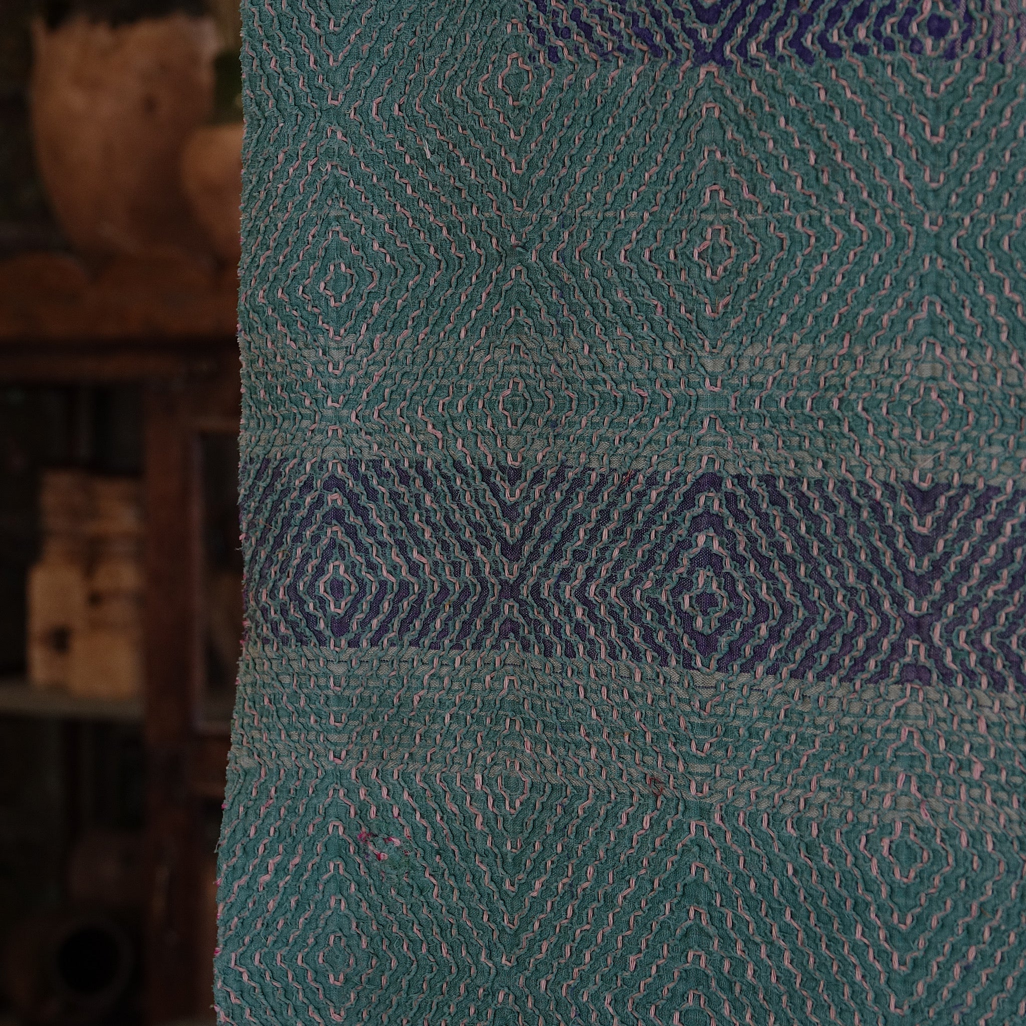 Kantha - Couvre-lit ancien fait-main n°10