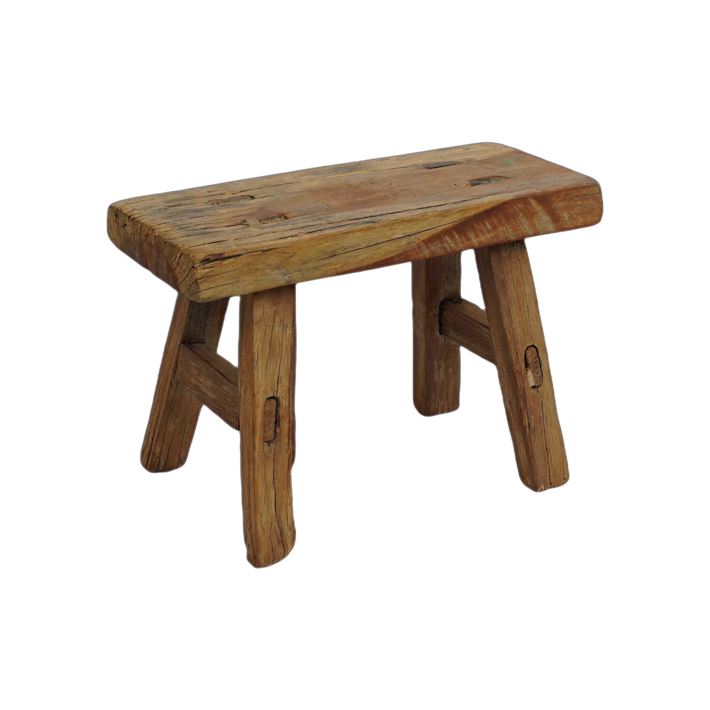 Nuo - Mini tabouret ancien en orme n°81 - vue 2