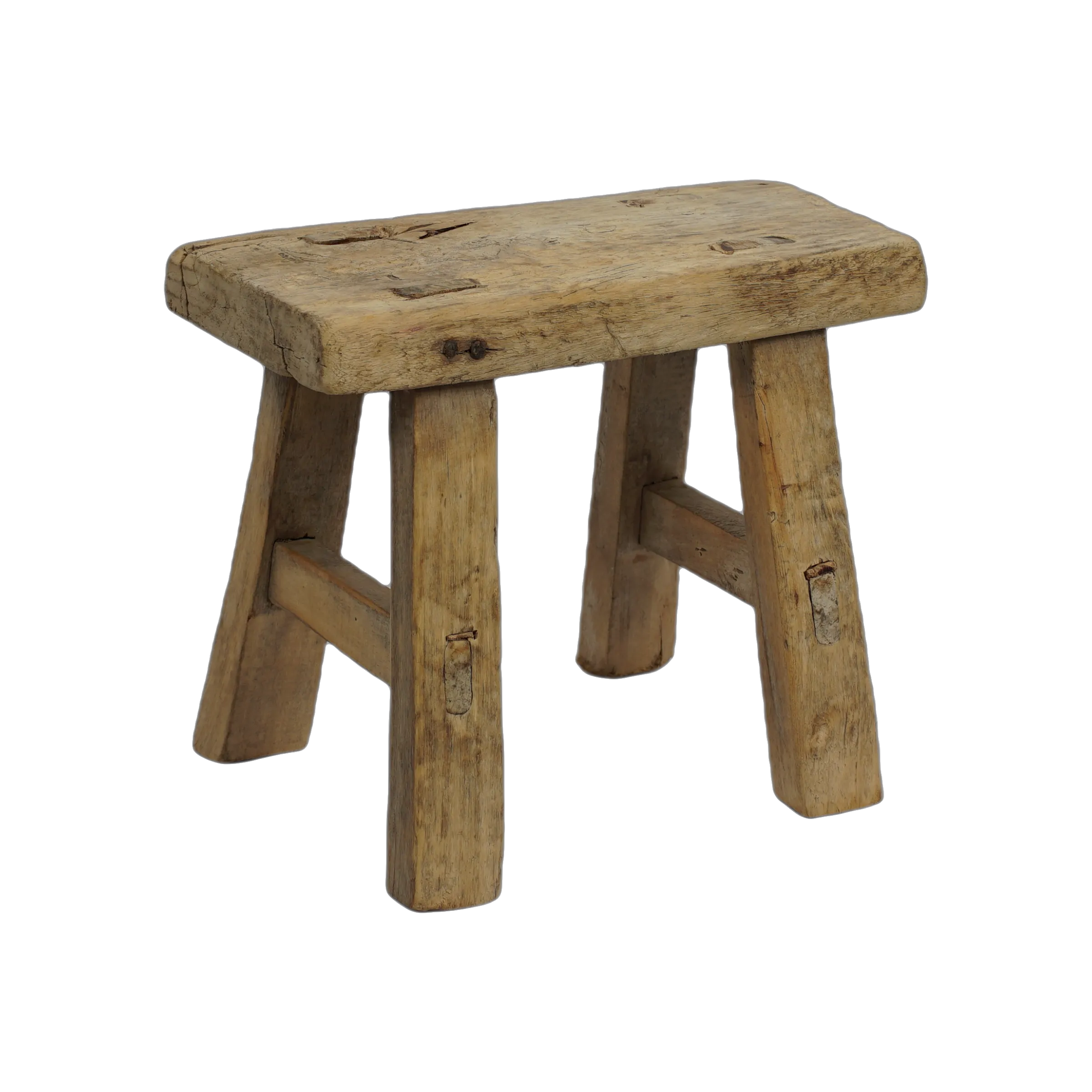 Nuo - Mini tabouret ancien en orme n°83 - vue 3