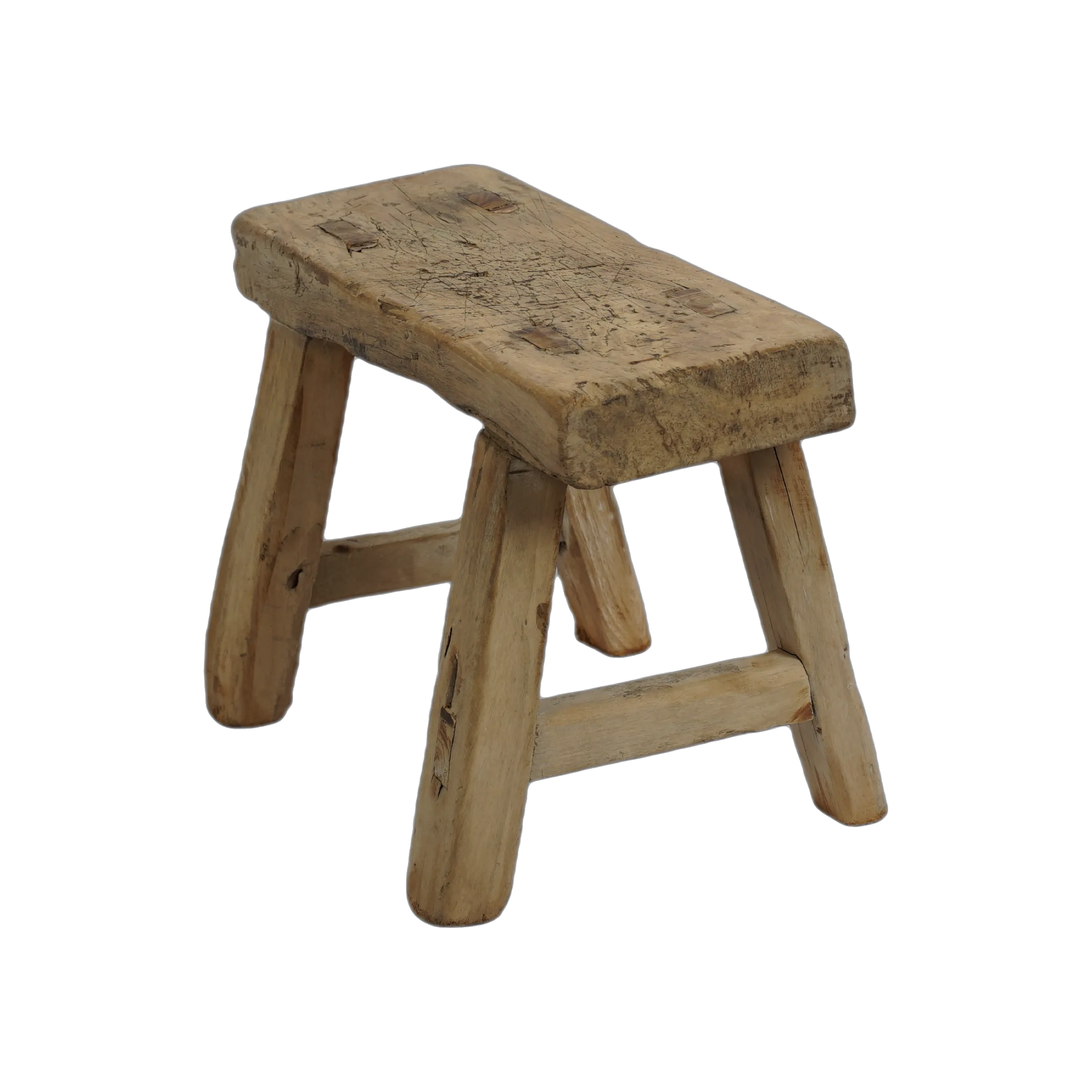 Nuo - Mini tabouret ancien en orme n°88 - vue 2