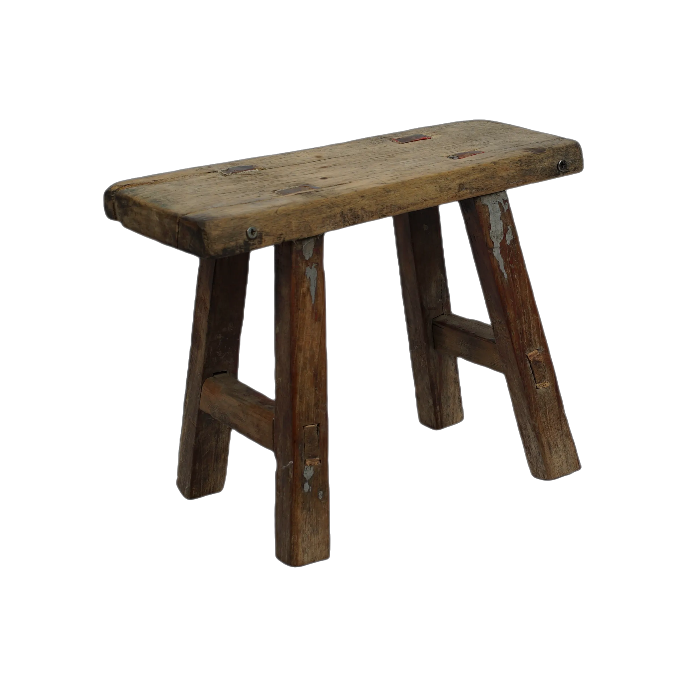 Nuo - Mini tabouret ancien en orme n°90 - vue 2