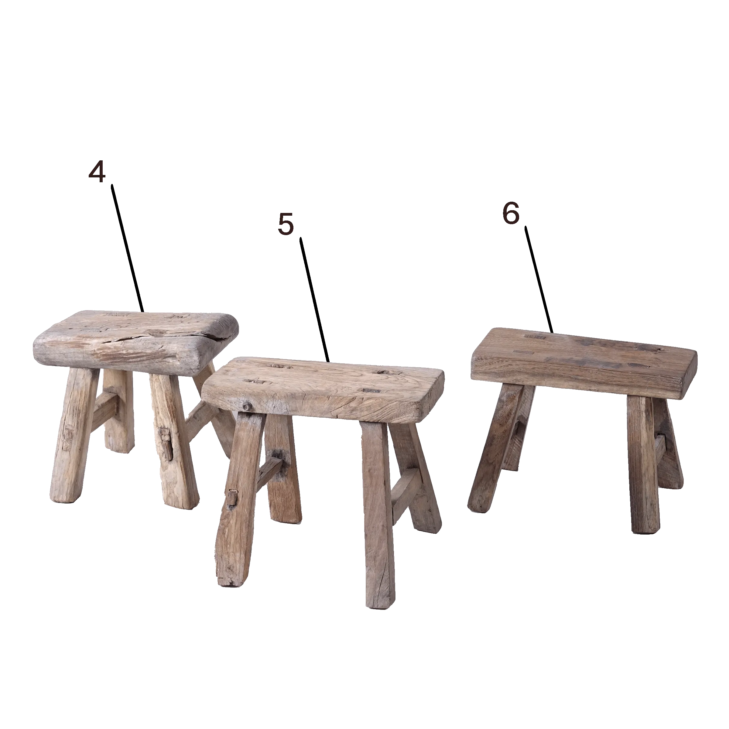 Nuo - Tabouret miniature en orme ancien
