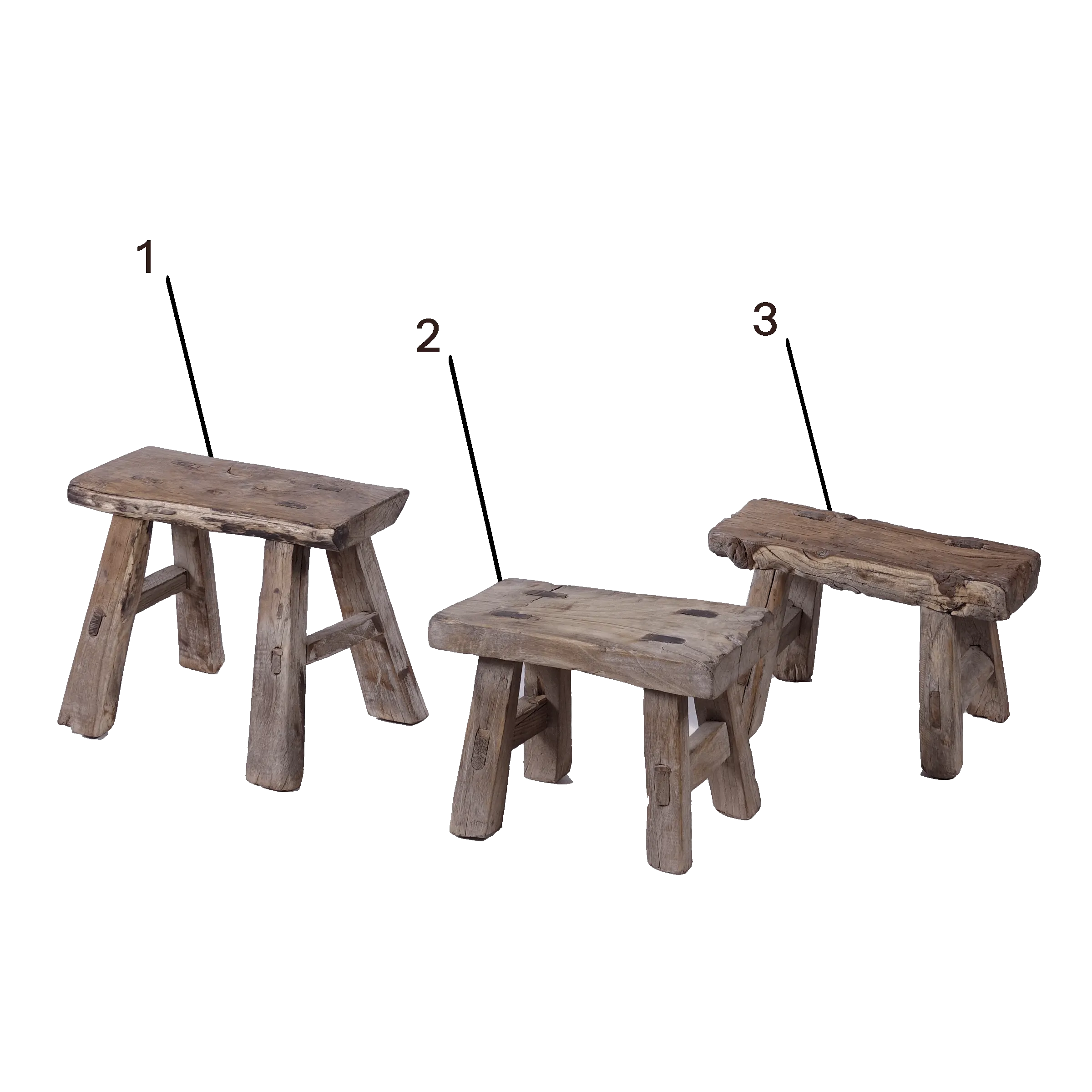 Nuo - Tabouret miniature en orme ancien
