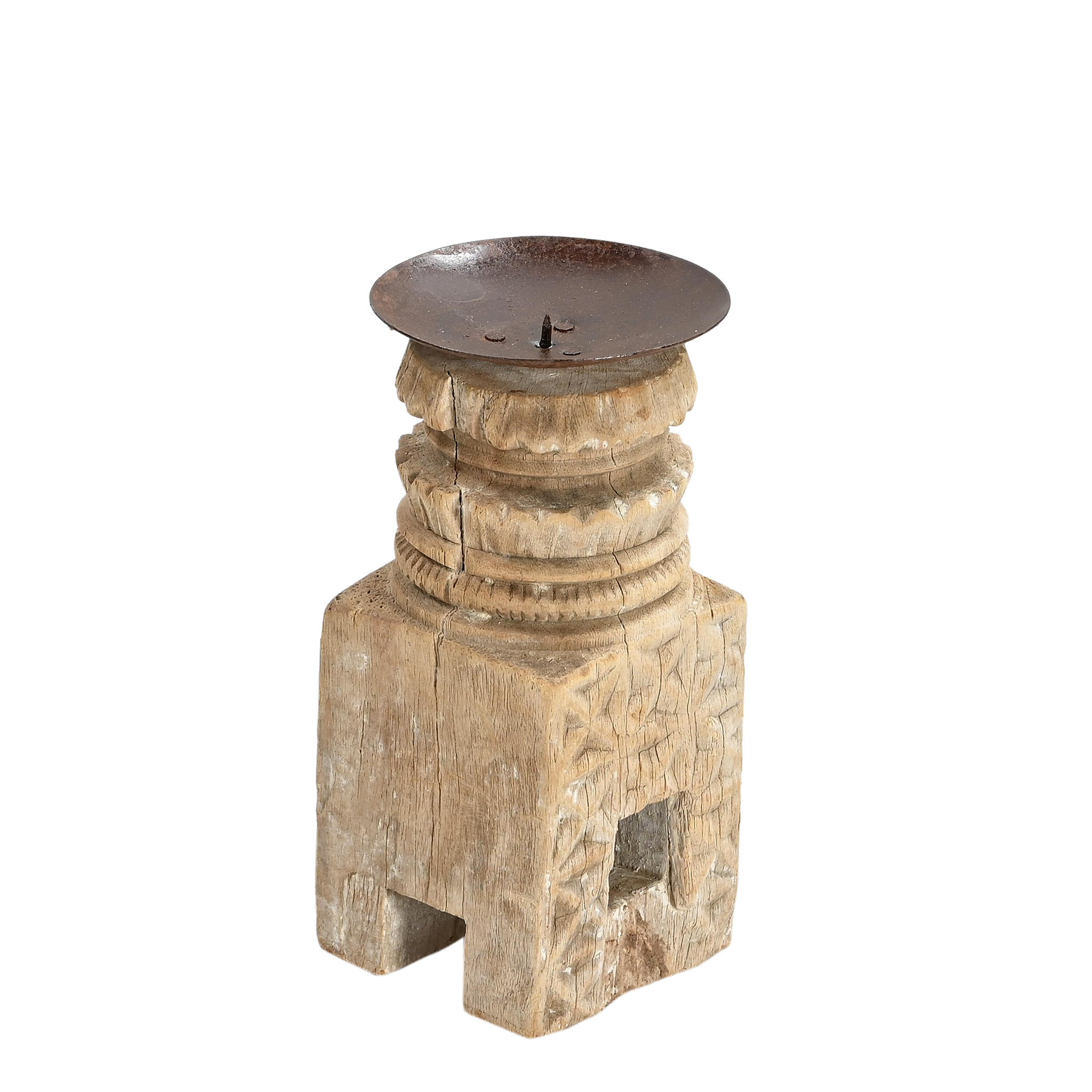 Momabatti - Bougeoir en bois clair sculpté nº127