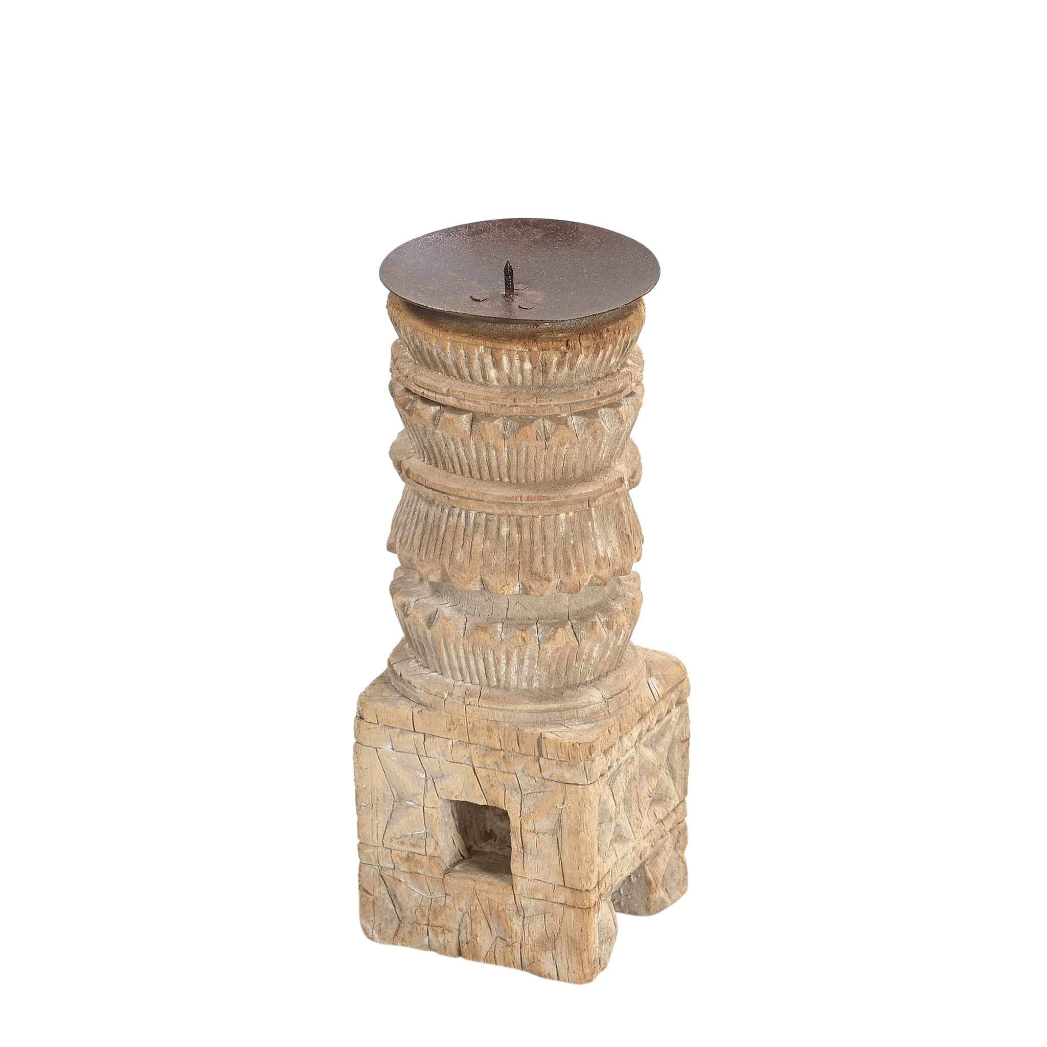 Momabatti - Bougeoir en bois clair sculpté nº128
