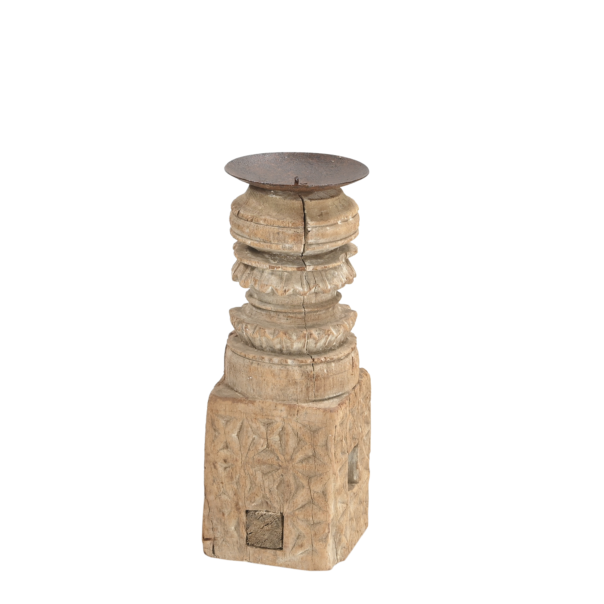 Momabatti - Bougeoir en bois clair sculpté nº57