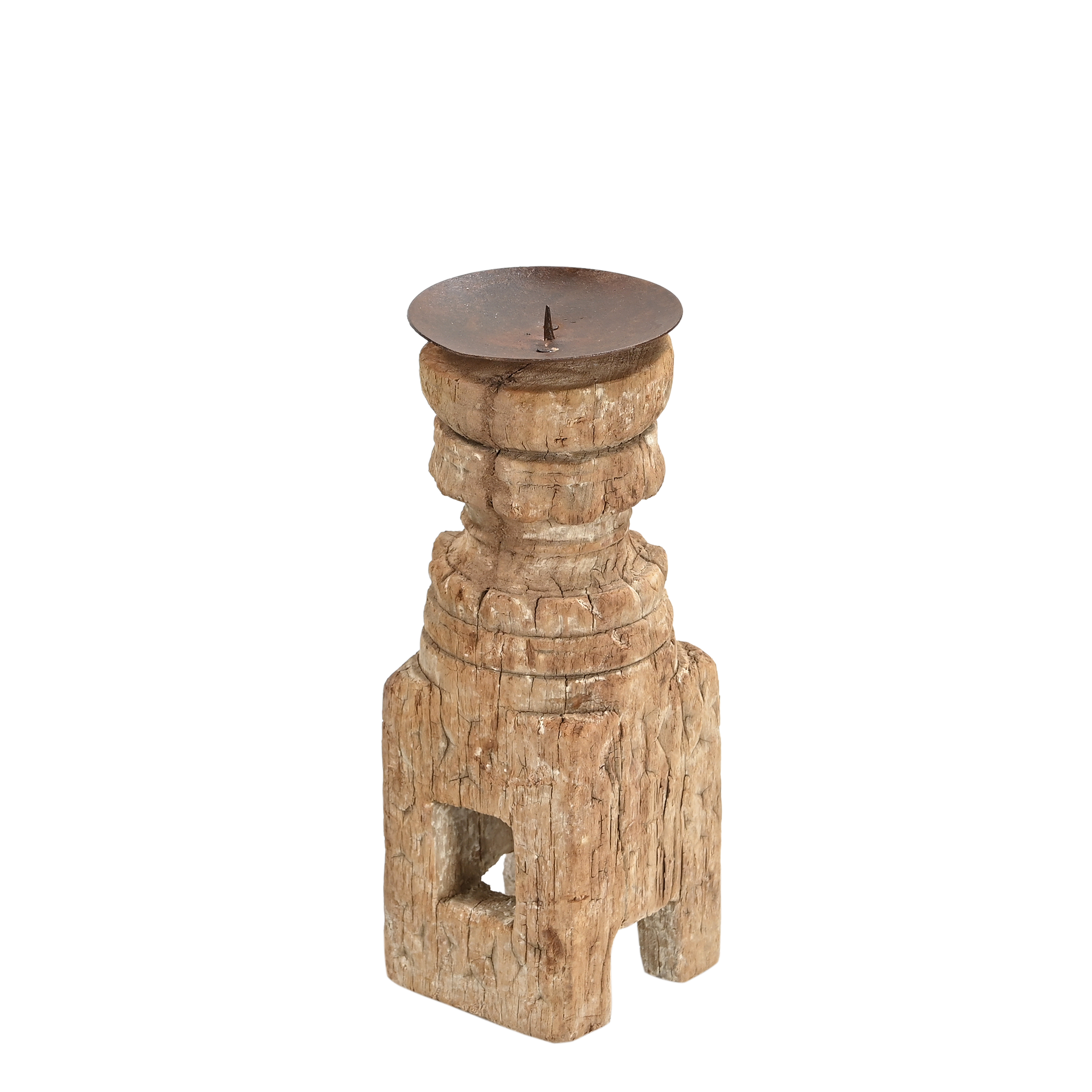 Momabatti - Bougeoir en bois clair sculpté nº145