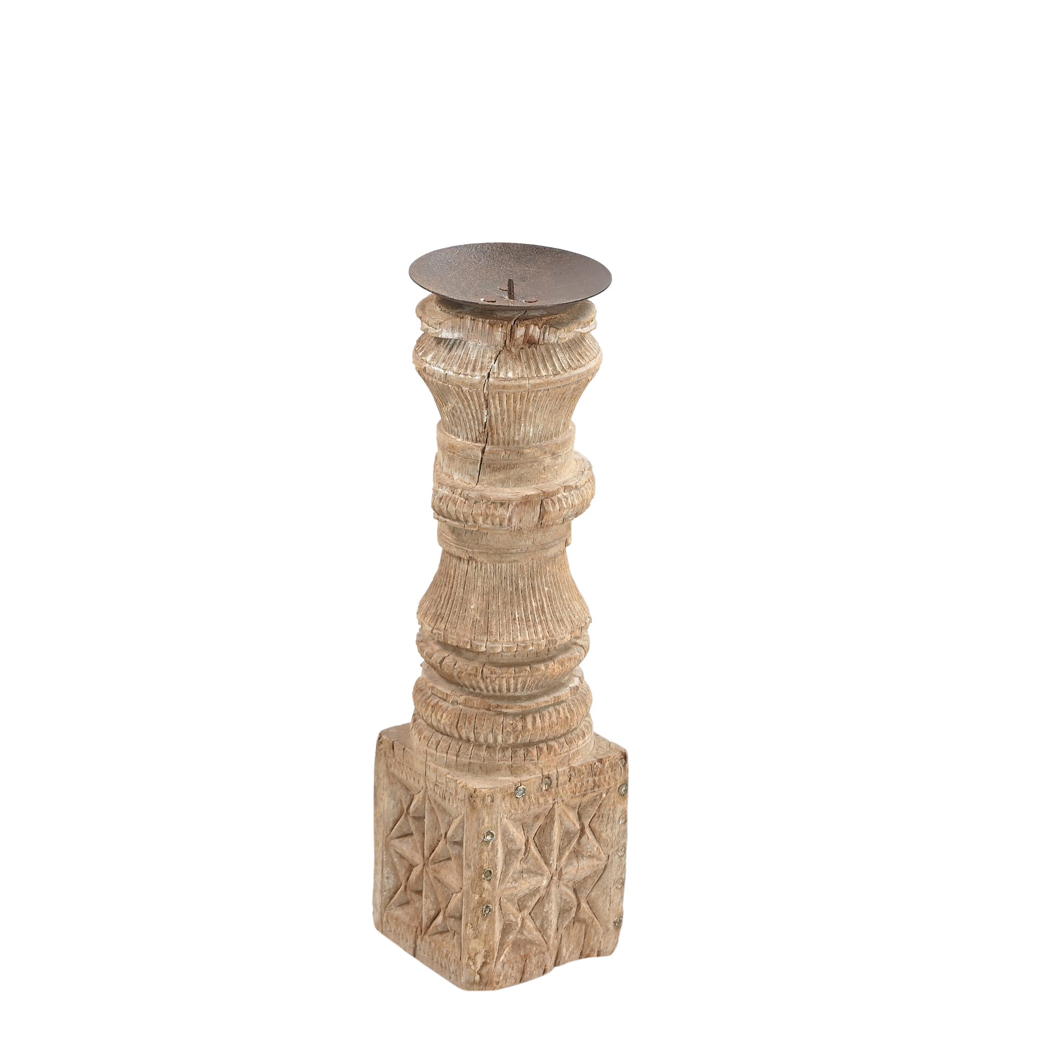 Momabatti - Bougeoir en bois clair sculpté nº155