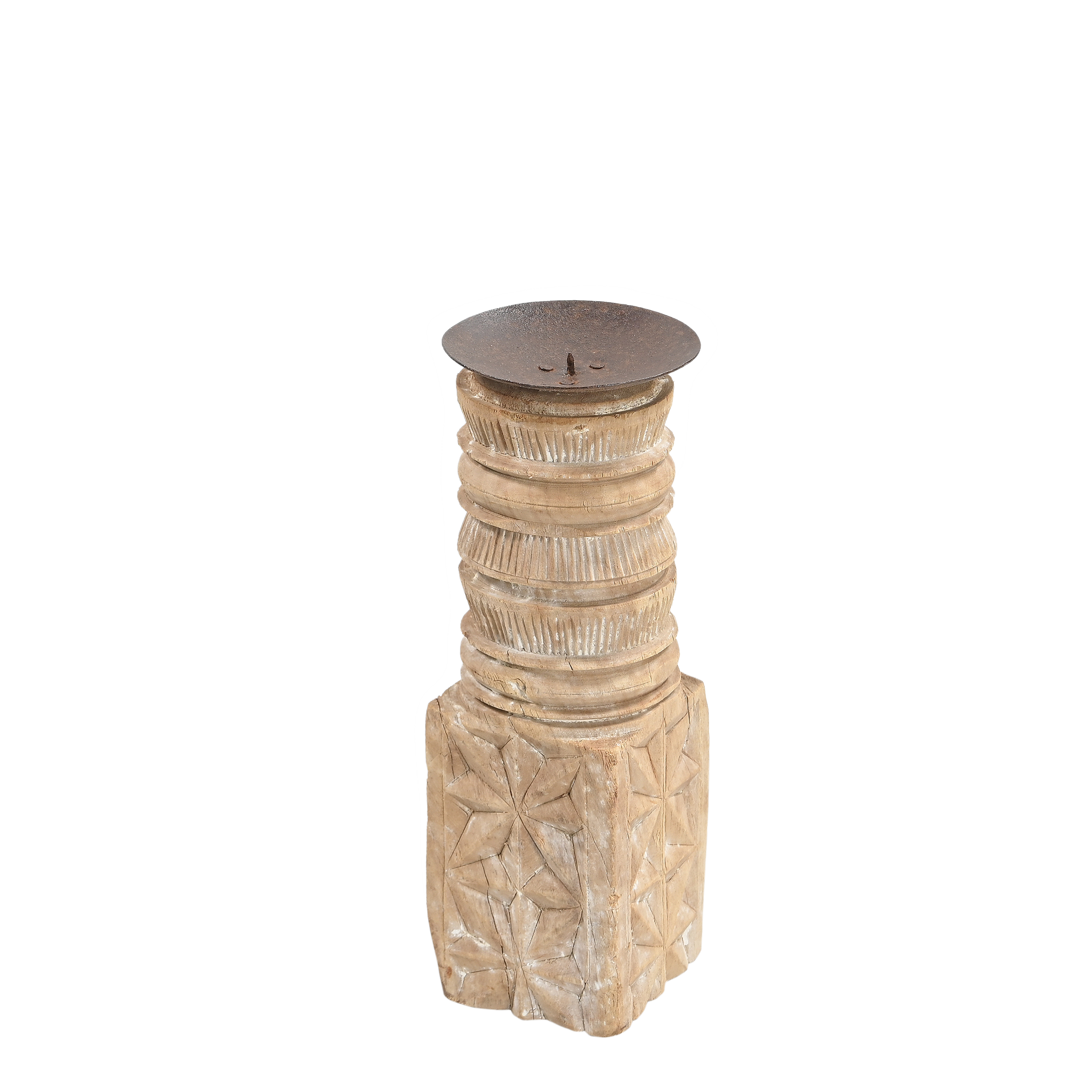 Momabatti - Bougeoir en bois clair sculpté nº179