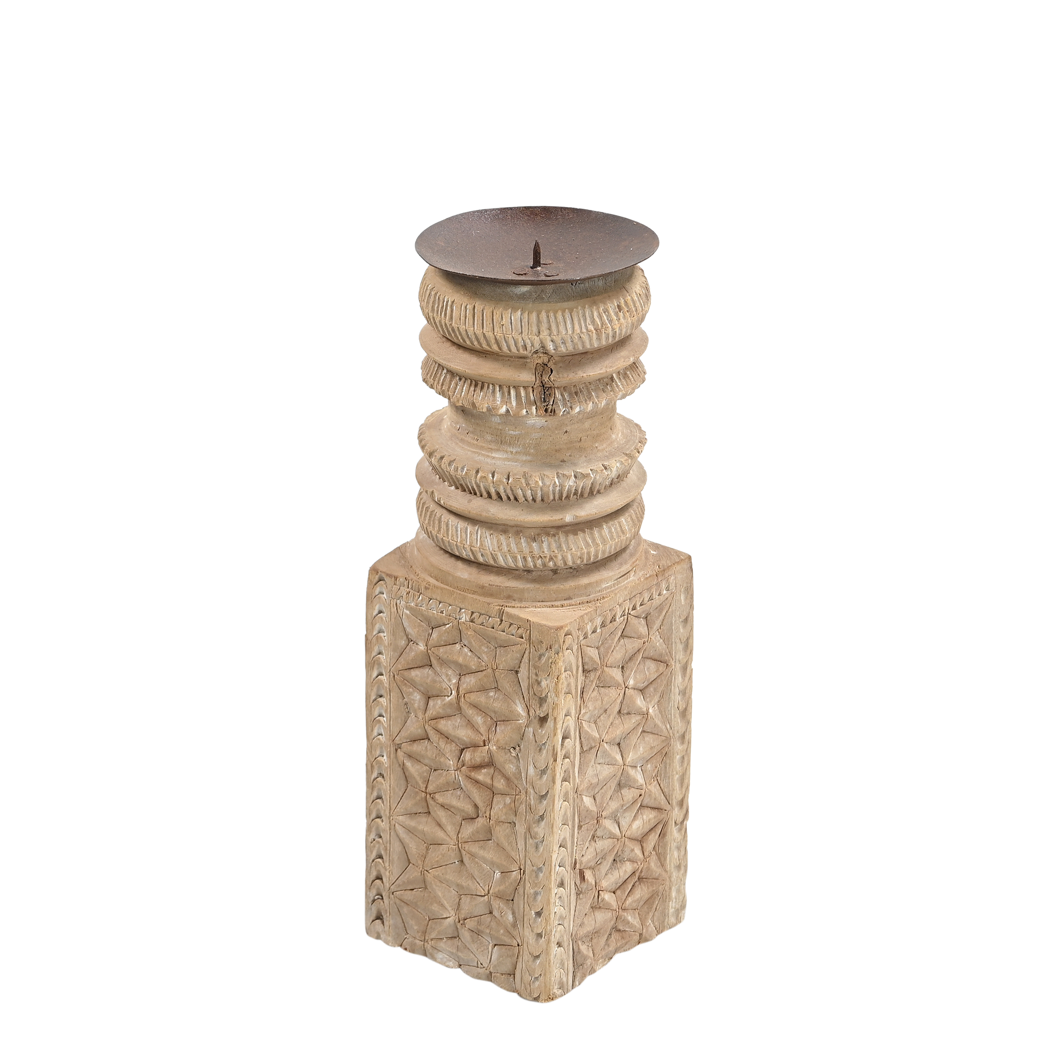 Momabatti - Bougeoir en bois clair sculpté nº187