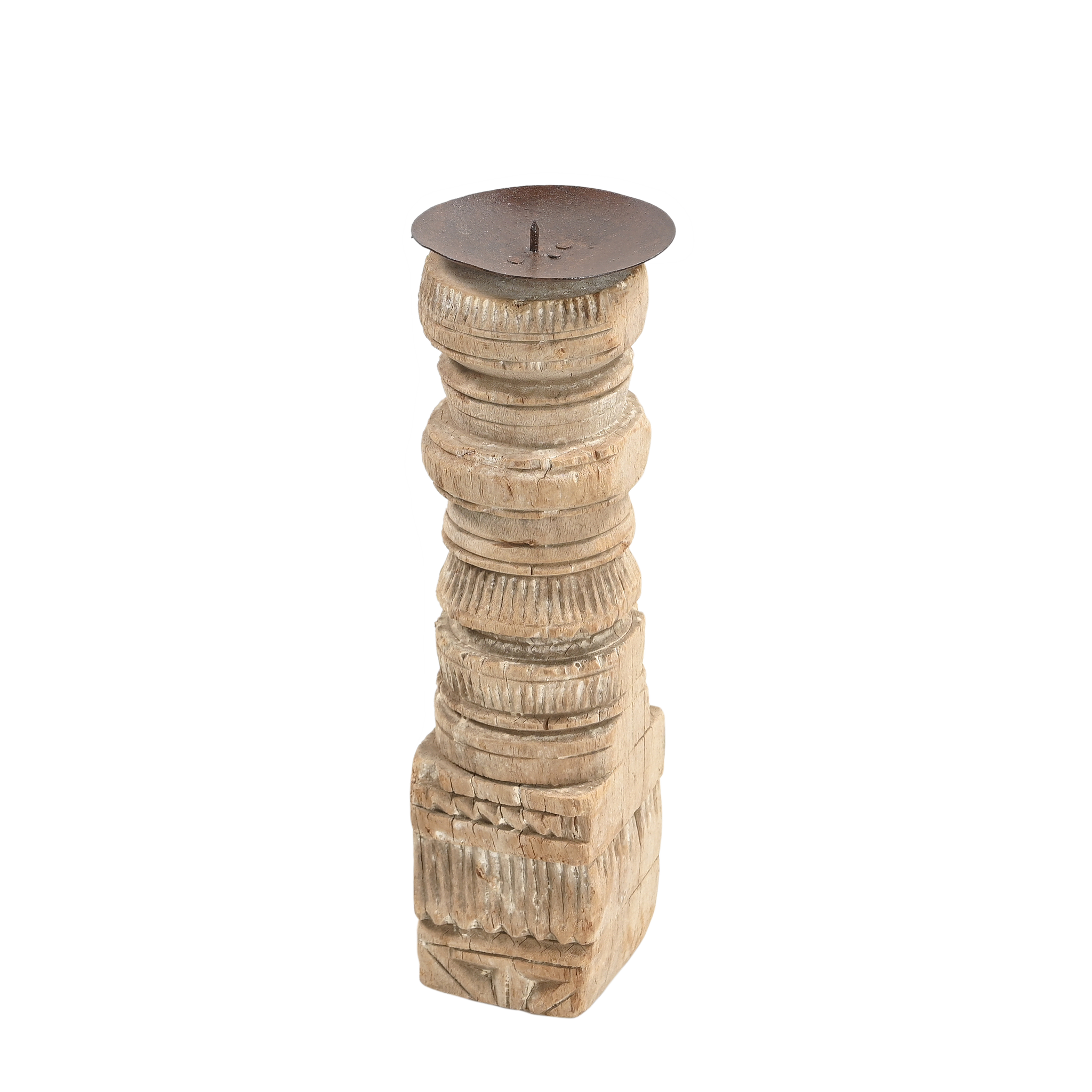 Momabatti - Bougeoir en bois clair sculpté nº188