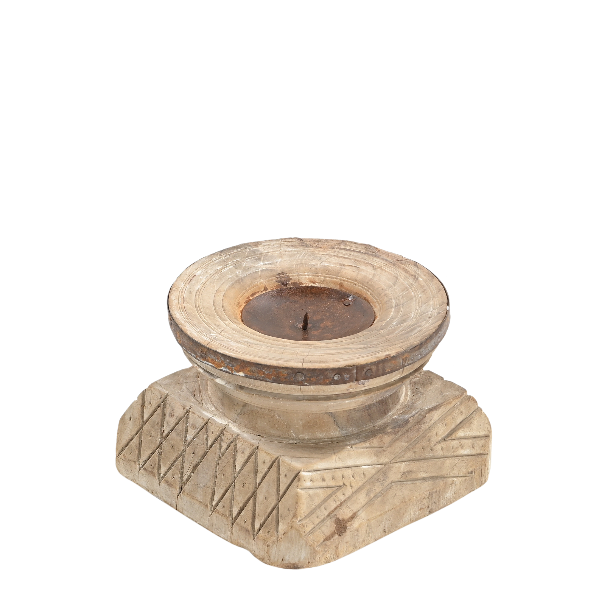 Bijani - Bougeoir indien en bois ancien n°38