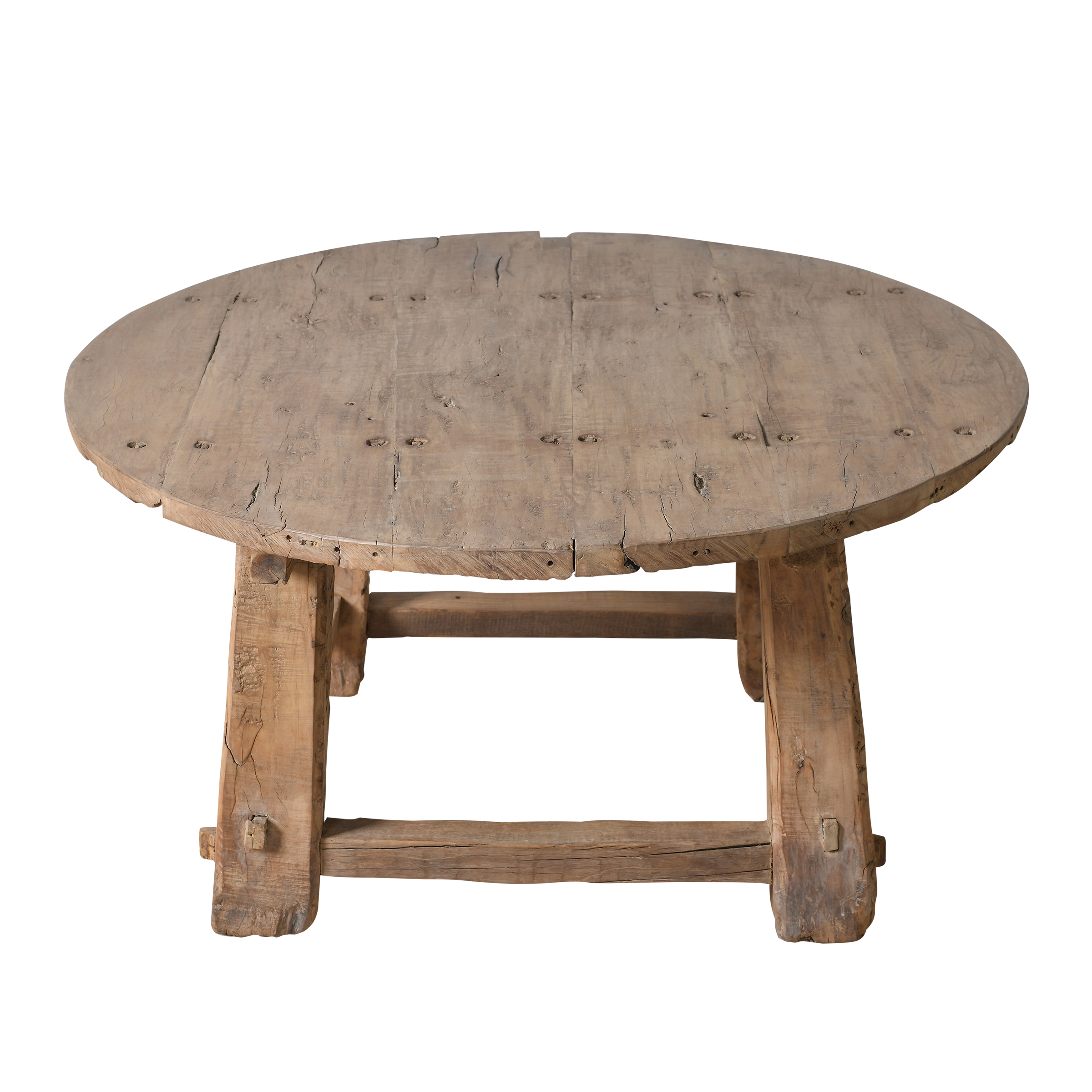 Xianping - Table basse ronde ancienne en orme massif n°3