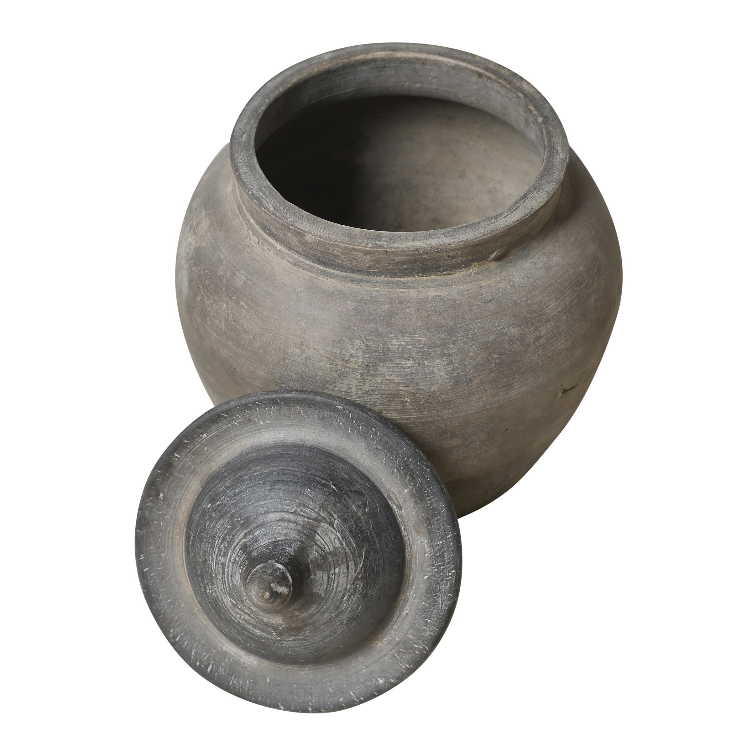 Yuxi - Pot utilitaire chinois gris à couvercle n°3 - vue 2