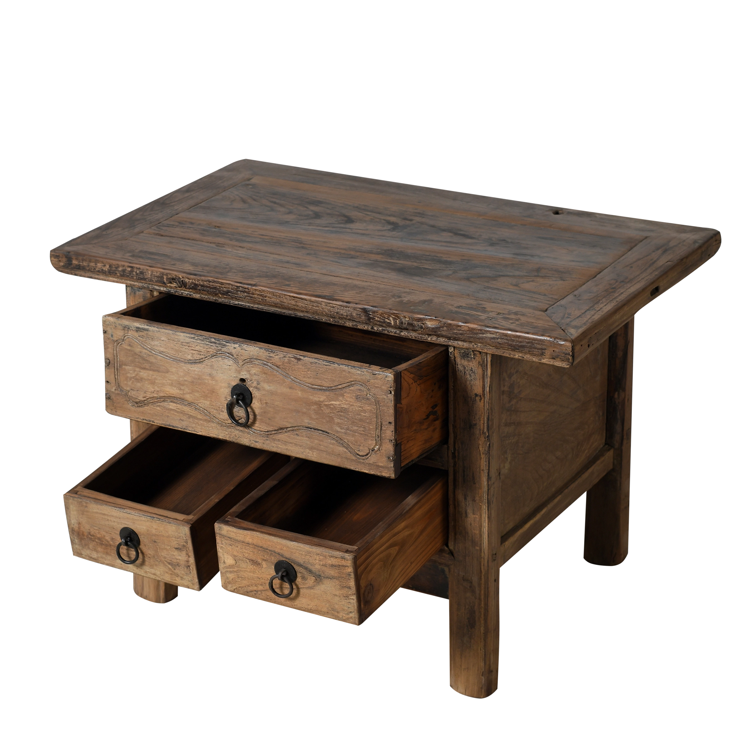 Haibei - Table de chevet chinoise en orme ancien - vue 3