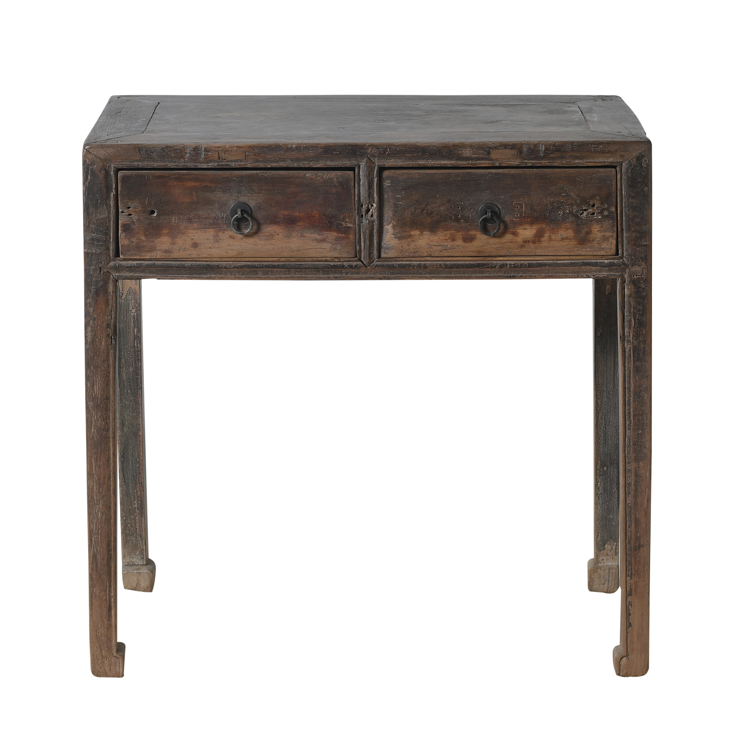 Gansu - Console chinoise ancienne à deux tiroirs en orme foncé n°1