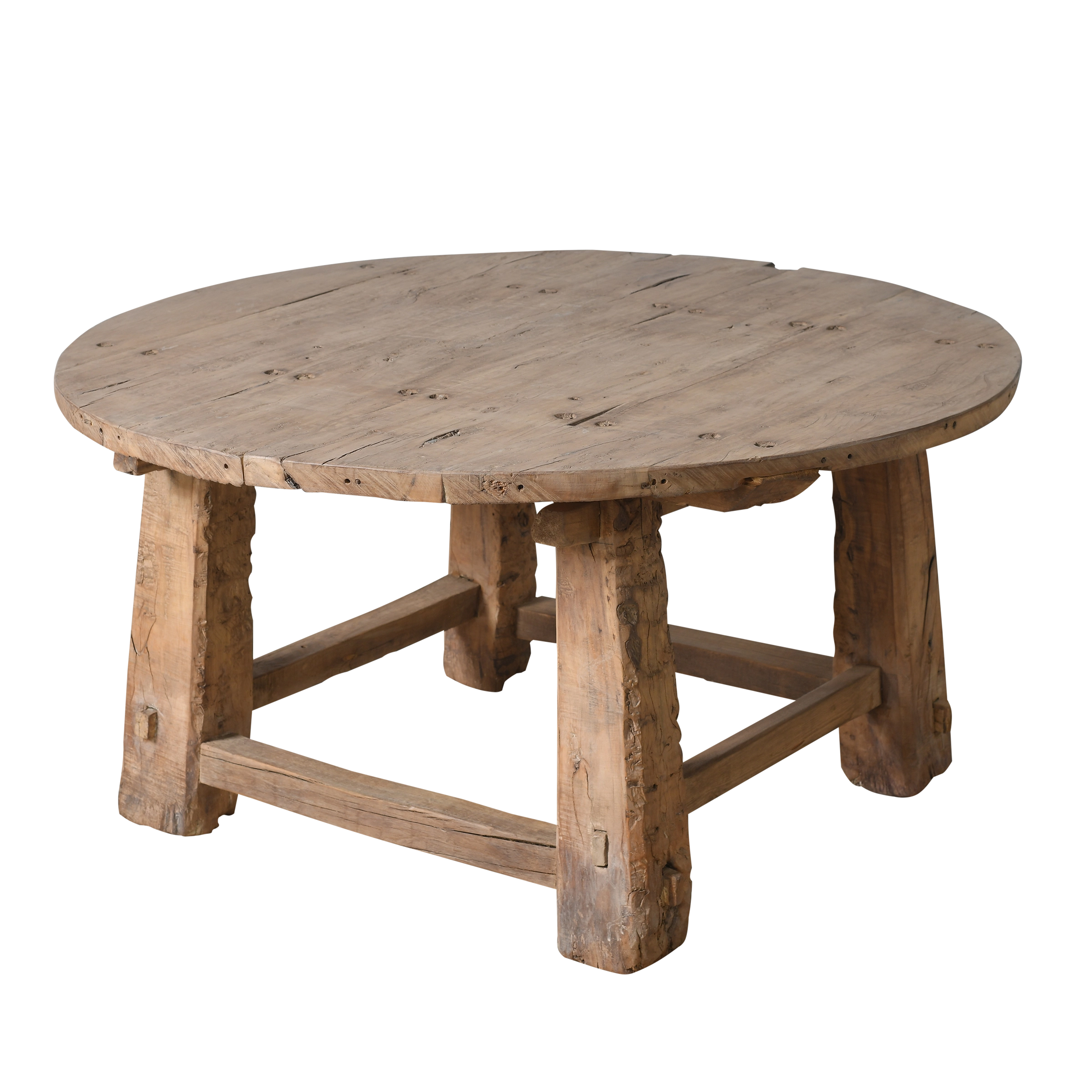 Xianping - Table basse ronde ancienne en orme massif n°3 - vue 3