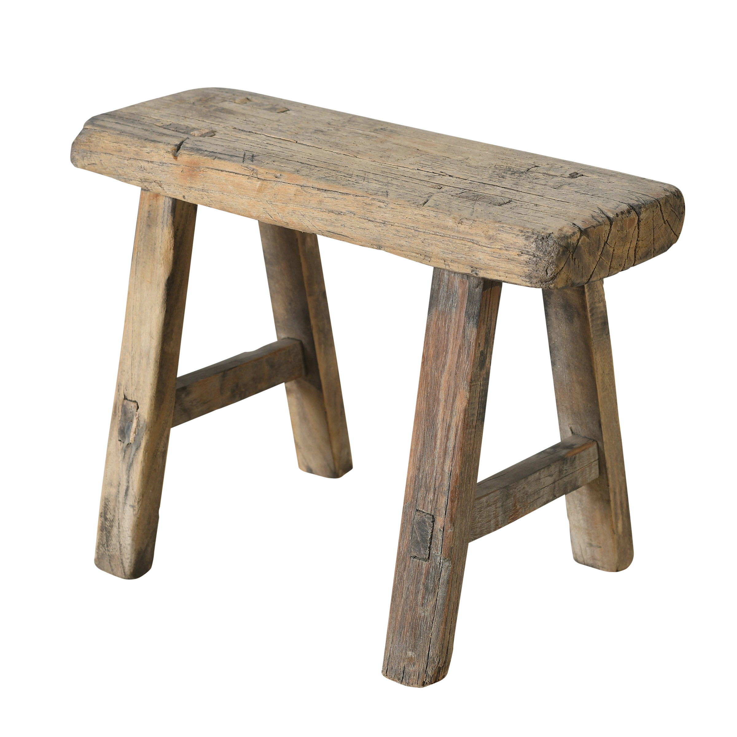 Nuo - Mini tabouret ancien en orme n°26 - vue 2