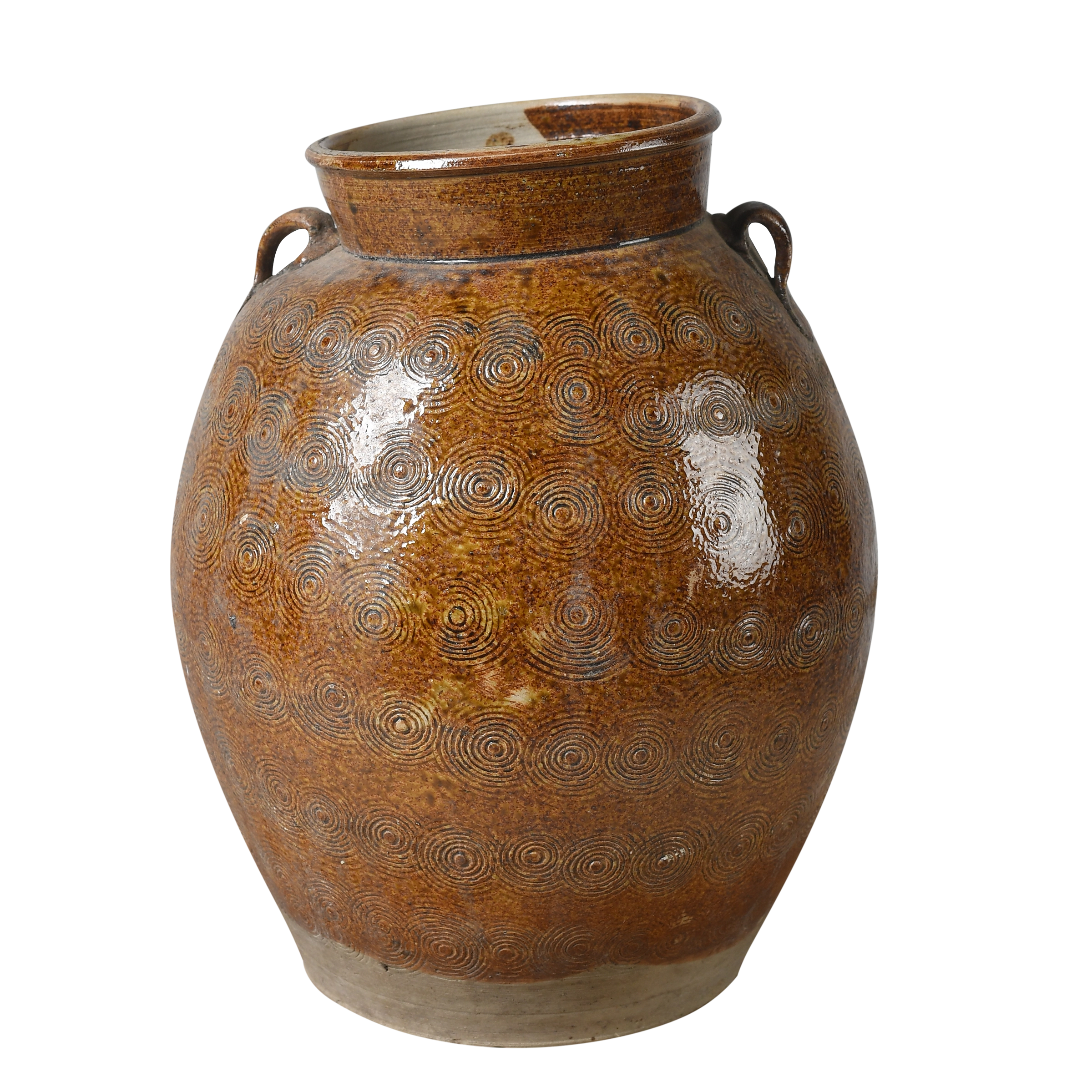 Zhenli – Pot ancien en grès à motifs concentriques n°7