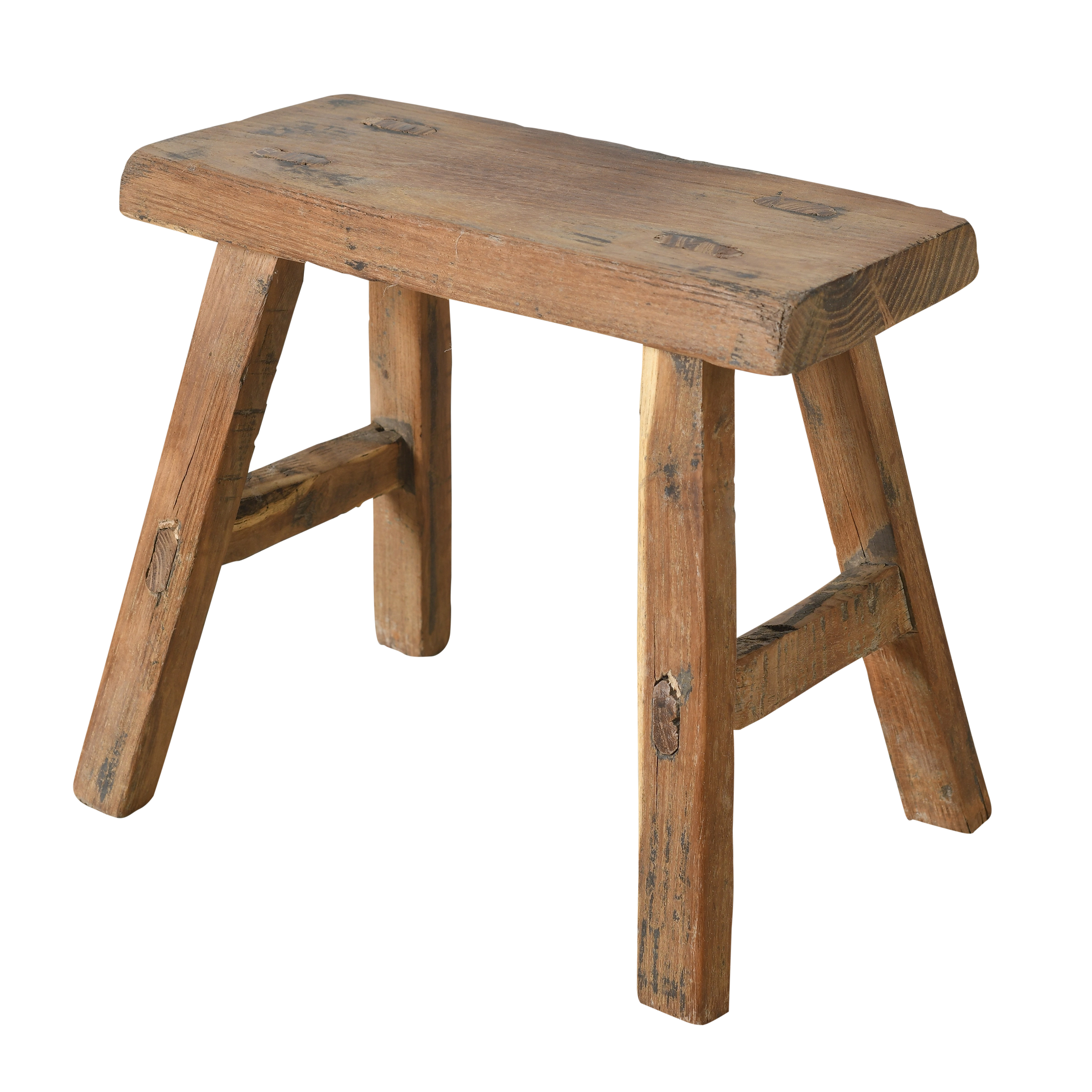 Nuo - Mini tabouret ancien en orme n°36 - vue 2