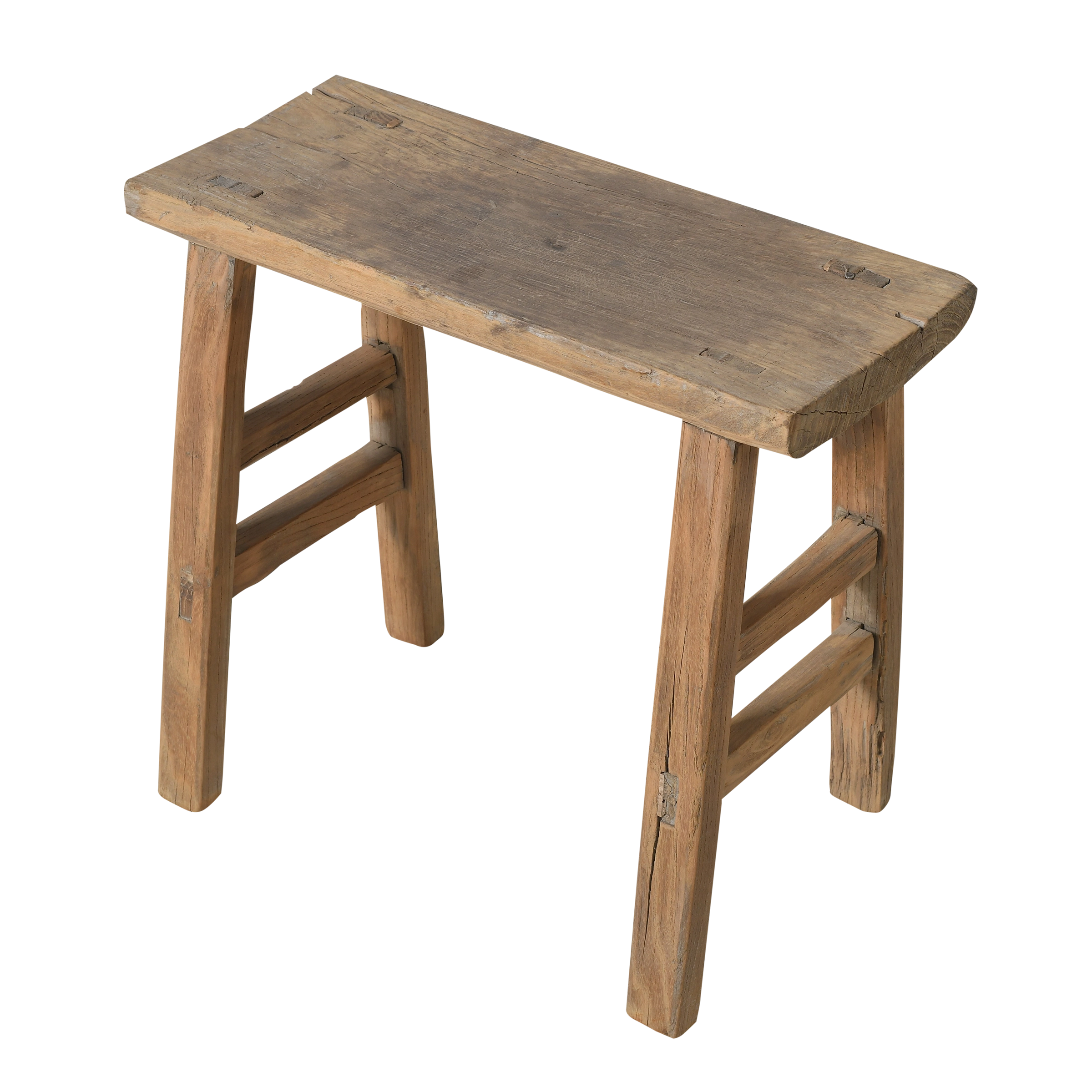 Zin - Tabouret rectangulaire en orme ancien n°4 - vue 2