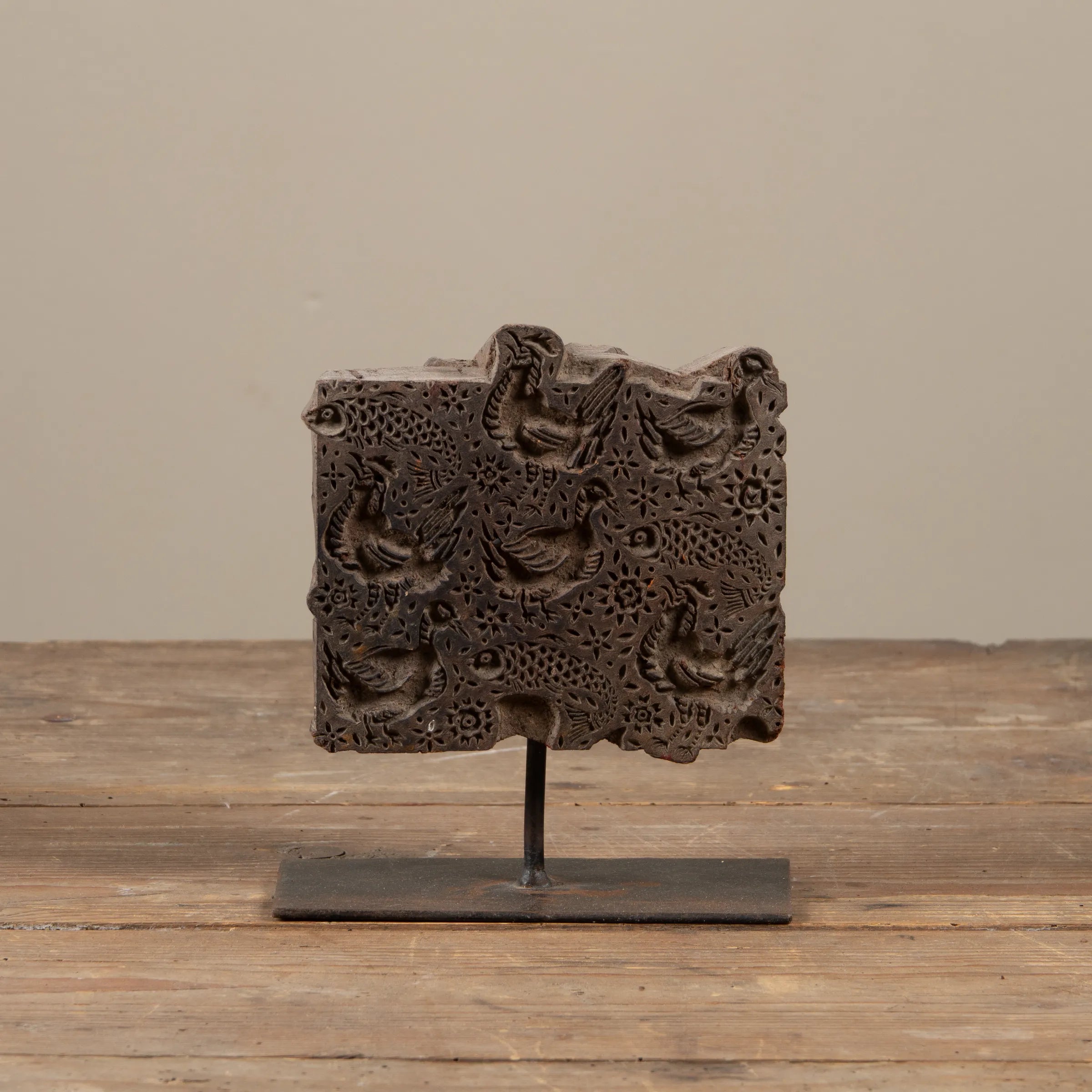 Lakdi - Ancien tampon de blockprint sur pied n°47