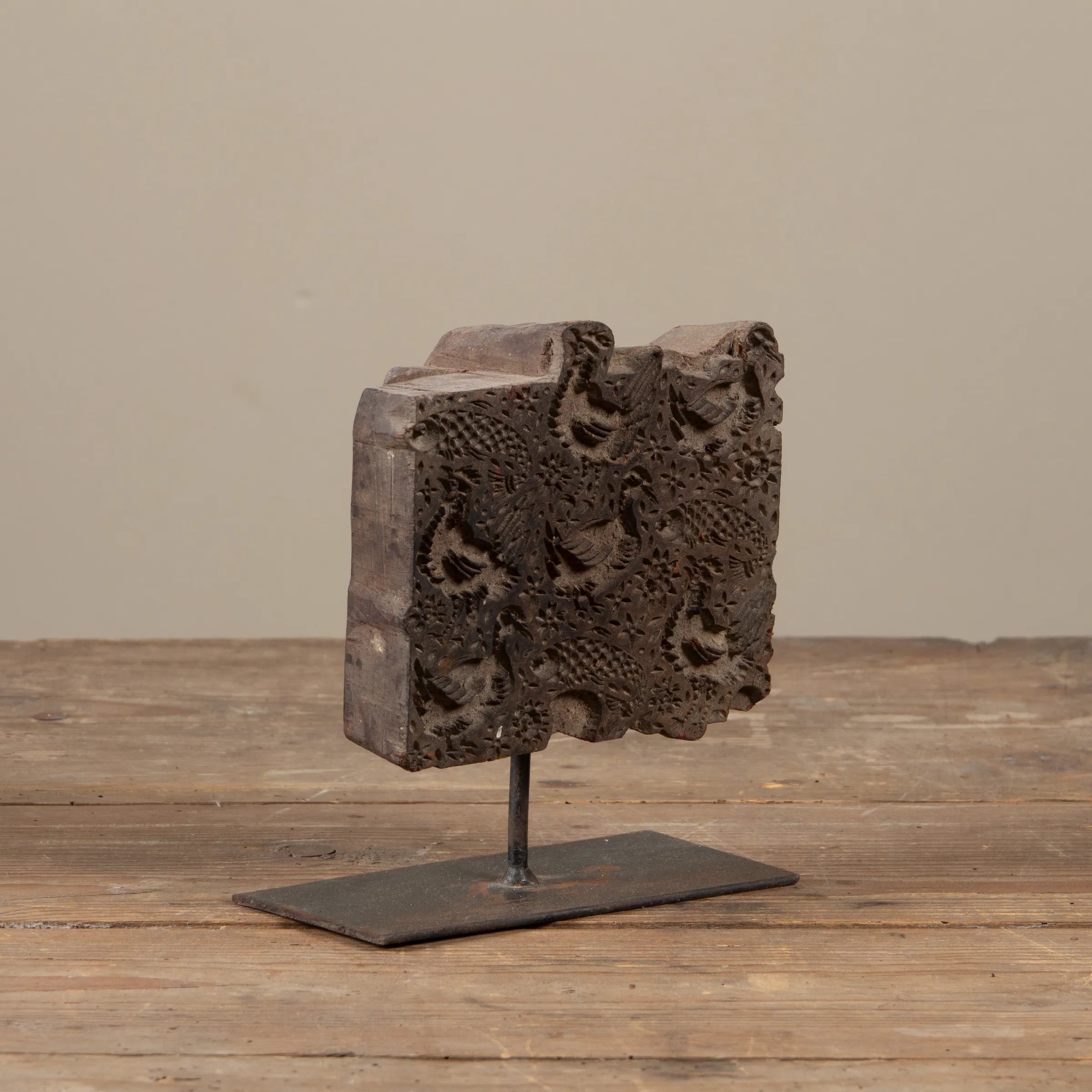 Lakdi - Ancien tampon de blockprint sur pied n°47