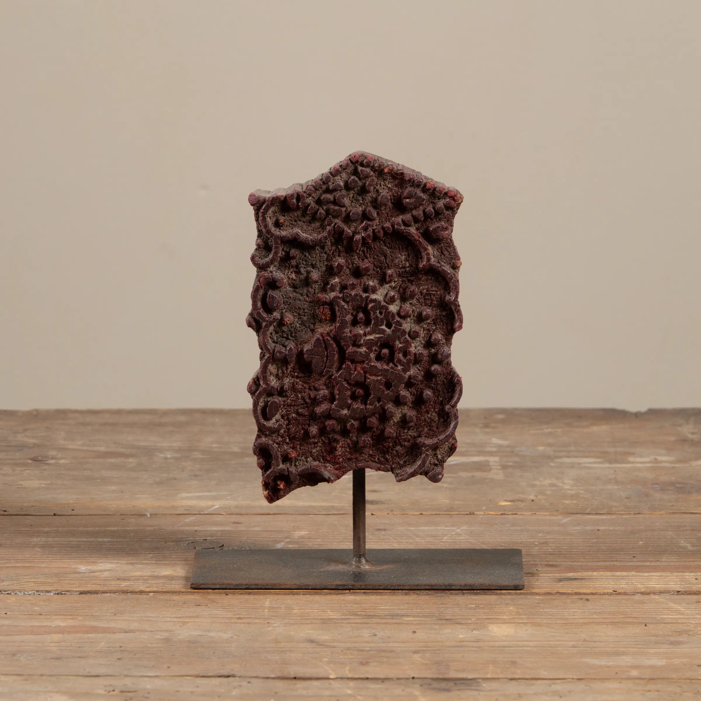 Lakdi - Ancien tampon de blockprint sur pied n°53