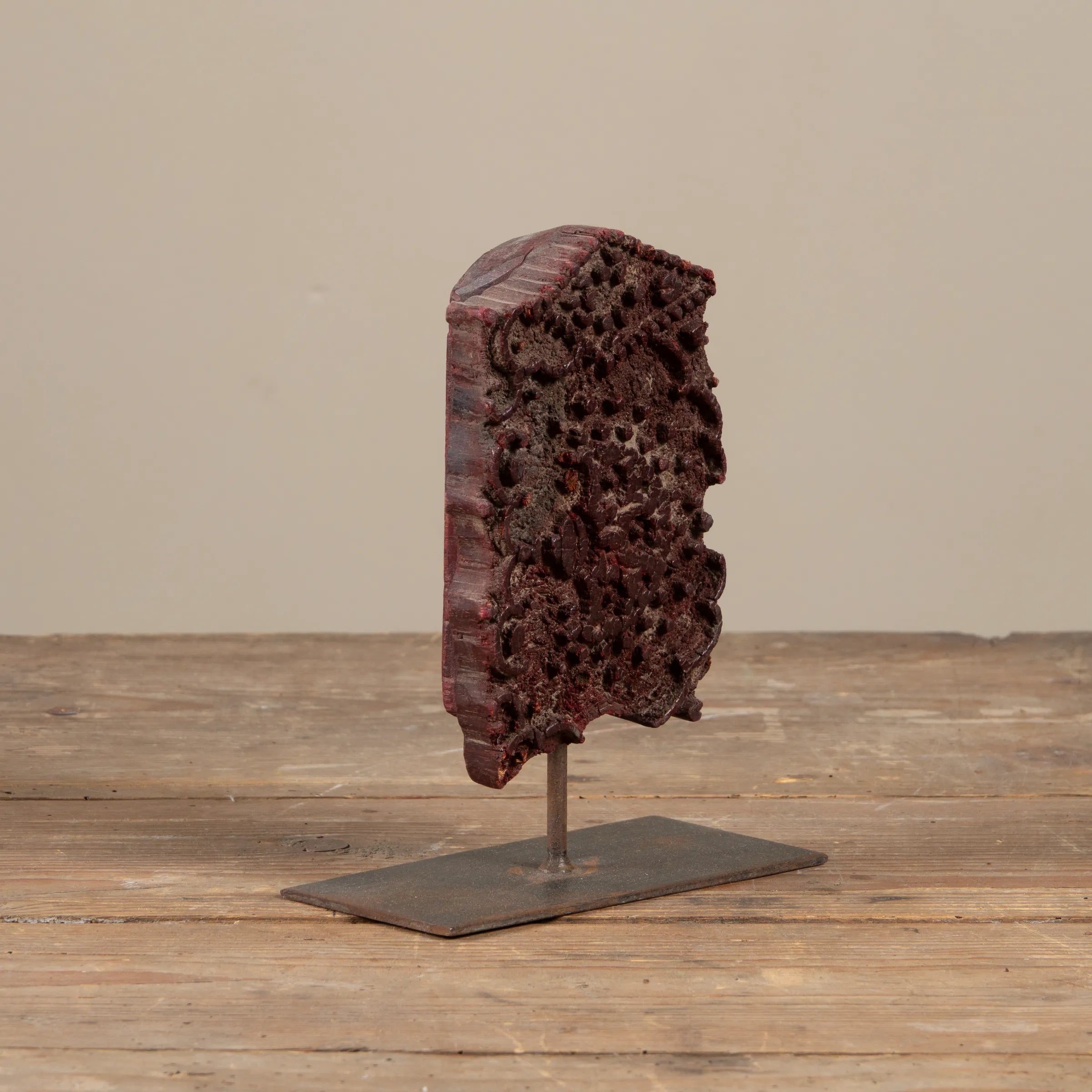 Lakdi - Ancien tampon de blockprint sur pied n°53