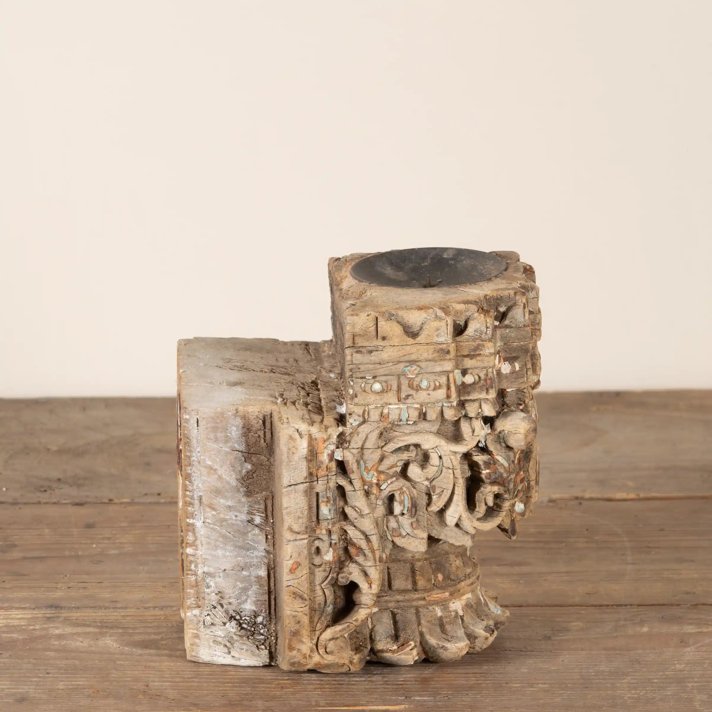 Anora – Bougeoir Sculpté en Bois (Mural ou à Poser) n°2