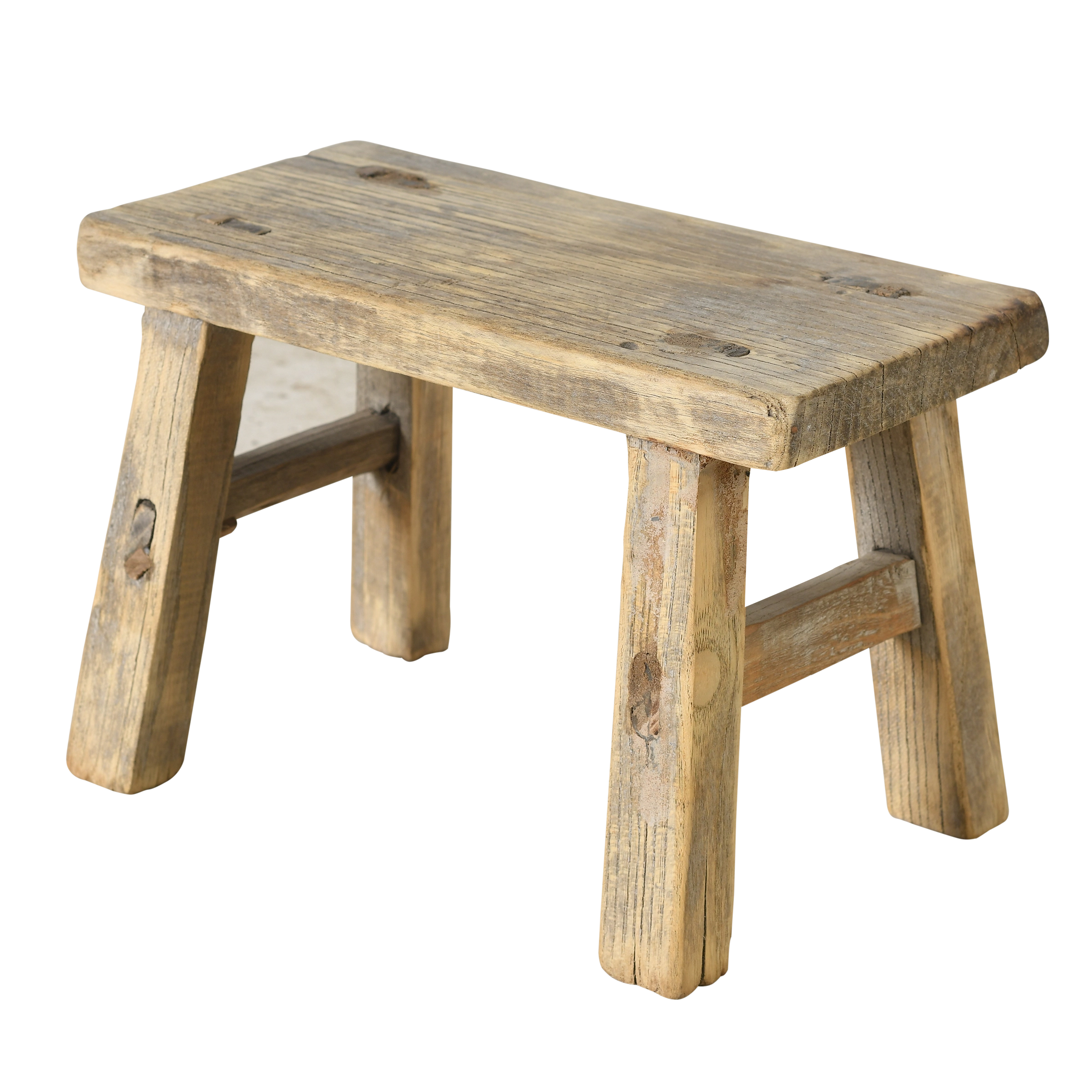 Nuo - Mini tabouret ancien en orme n°72 - vue 2