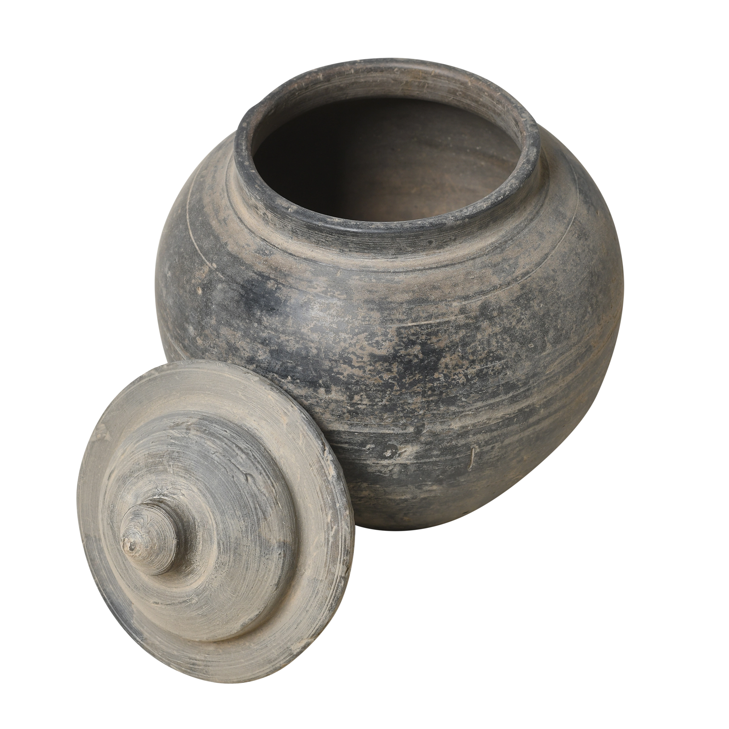 Yuxi - Pot utilitaire chinois gris à couvercle n°16 - vue 2