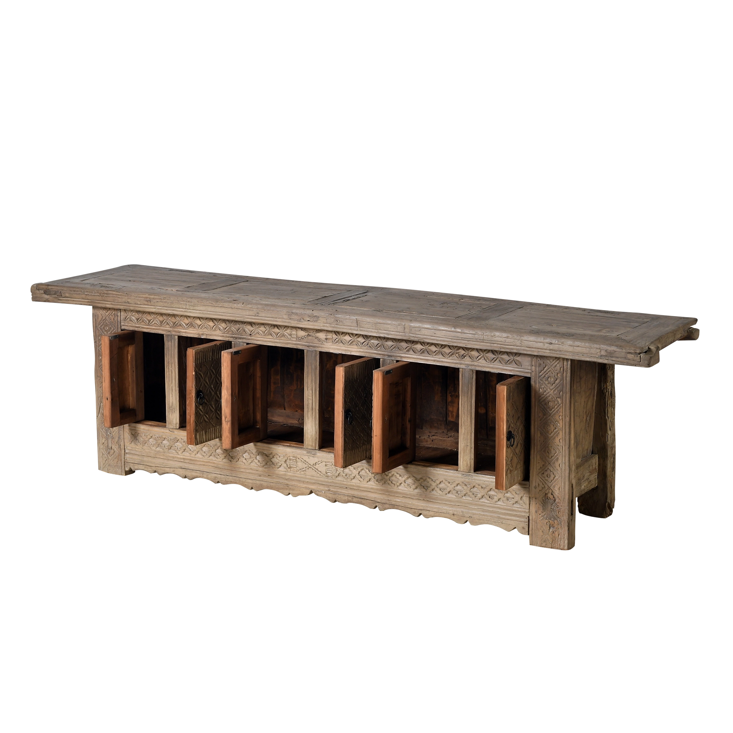 Anyang - Buffet tibétain sculpté en pin ancien n°1 - vue 3