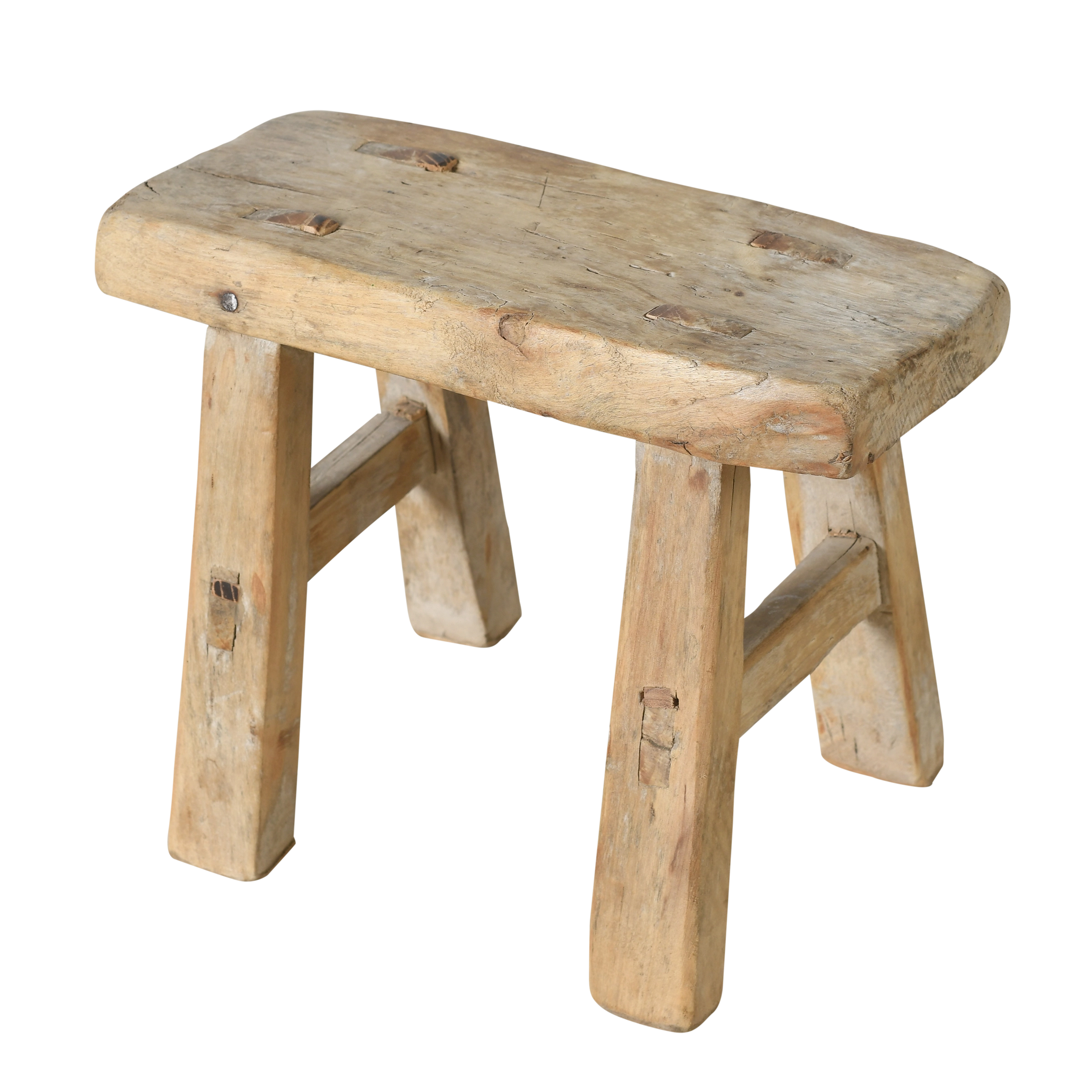Nuo - Mini tabouret ancien en orme n°30 - vue 2