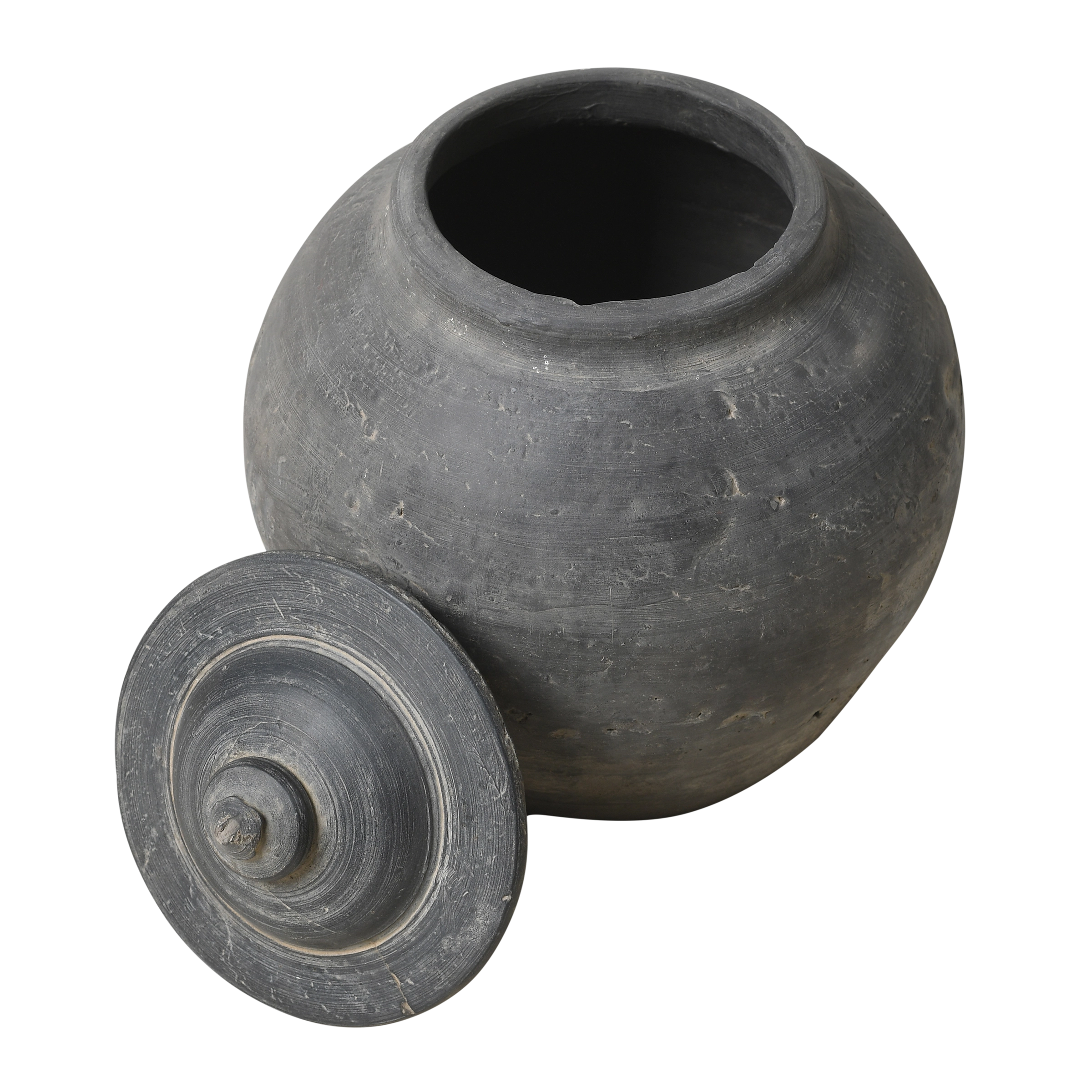 Yuxi - Pot utilitaire chinois gris à couvercle n°1 - vue 2