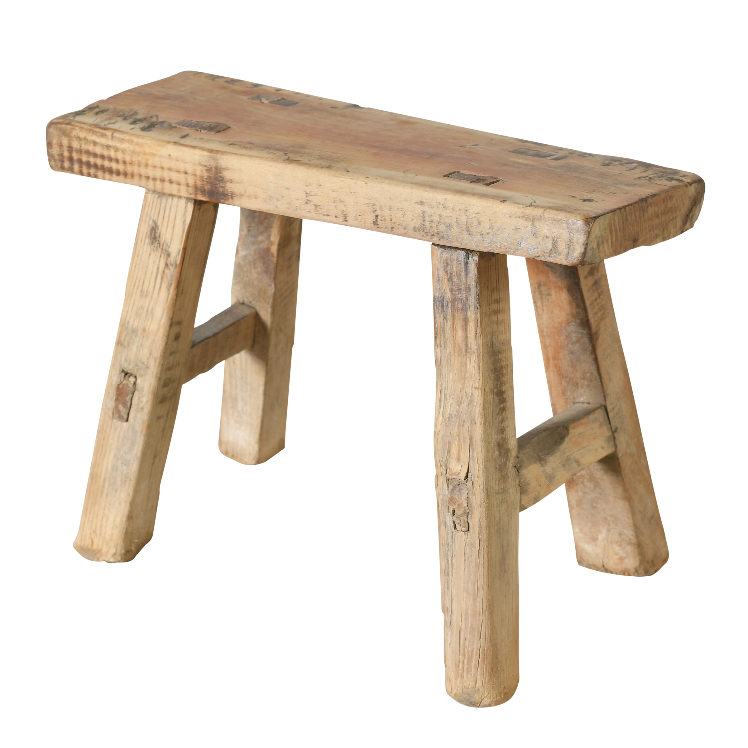 Nuo - Mini tabouret ancien en orme n°49 - vue 2