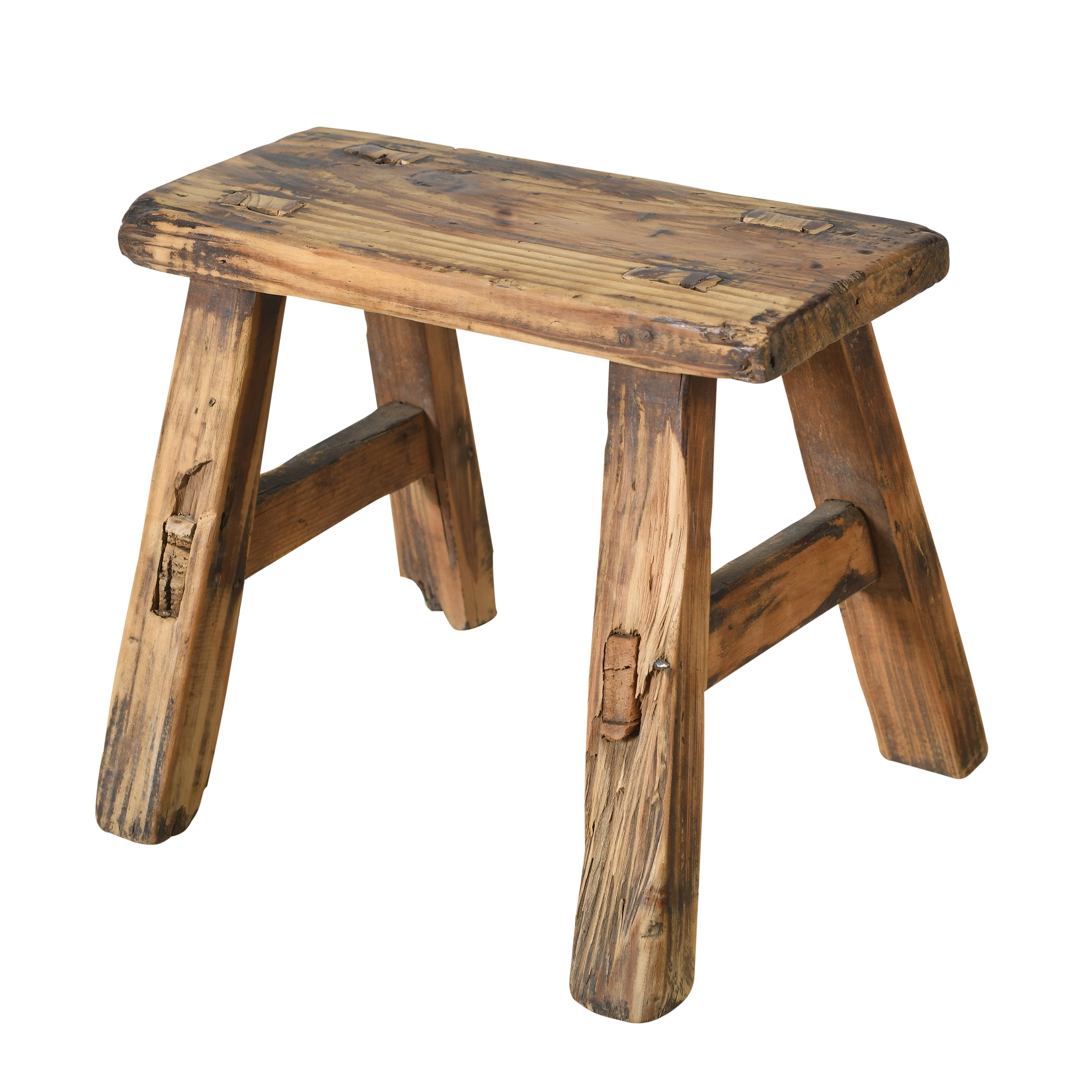 Nuo - Mini tabouret ancien en orme n°44 - vue 2