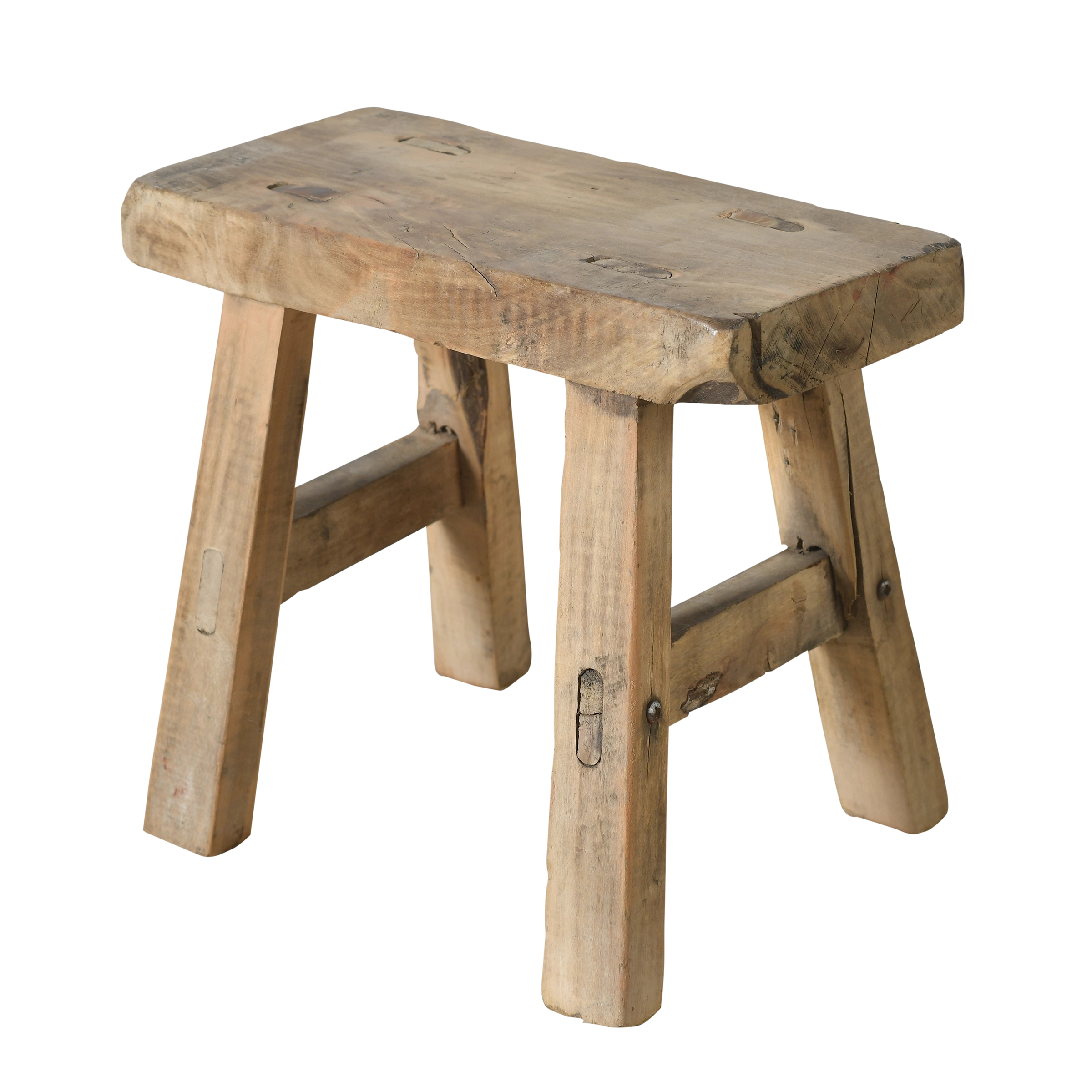 Nuo - Mini tabouret ancien en orme n°27 - vue 2