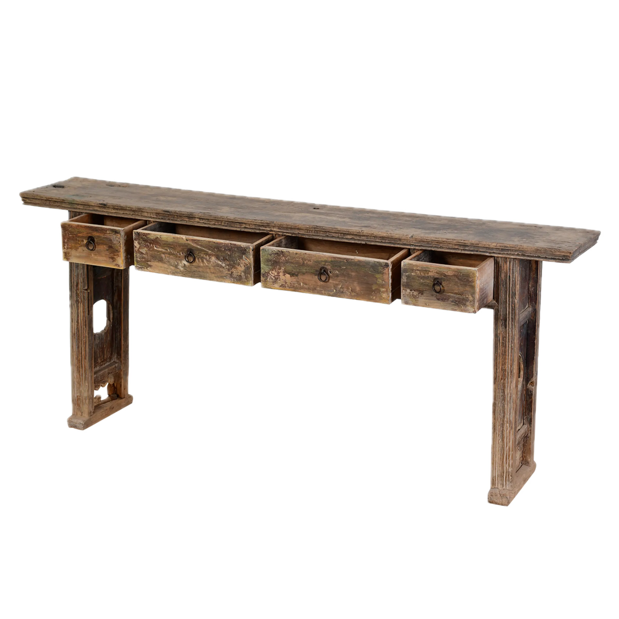 Taian - Ancienne console chinoise en orme à tiroirs