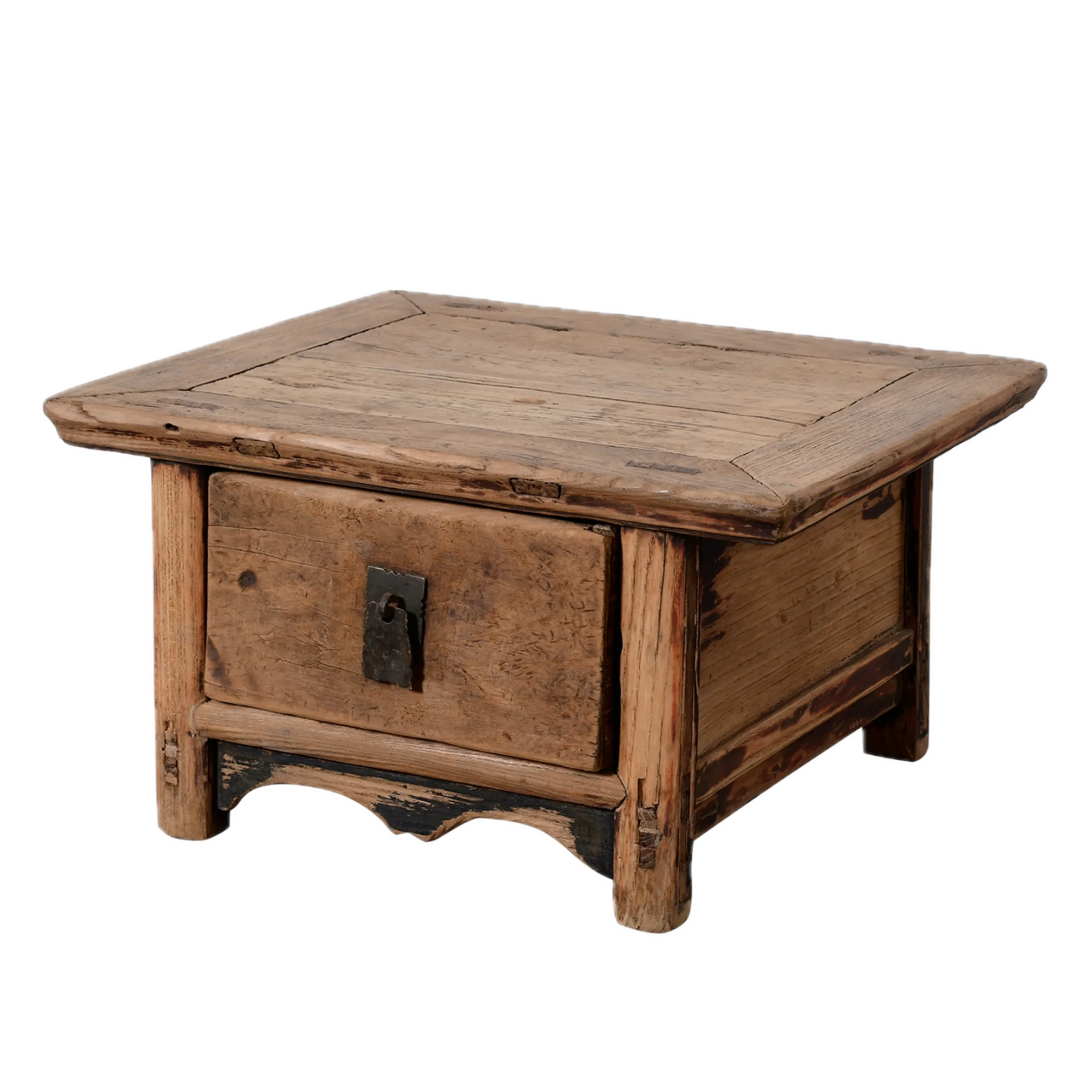 Linyi – Table de chevet chinoise en orme ancien n°1