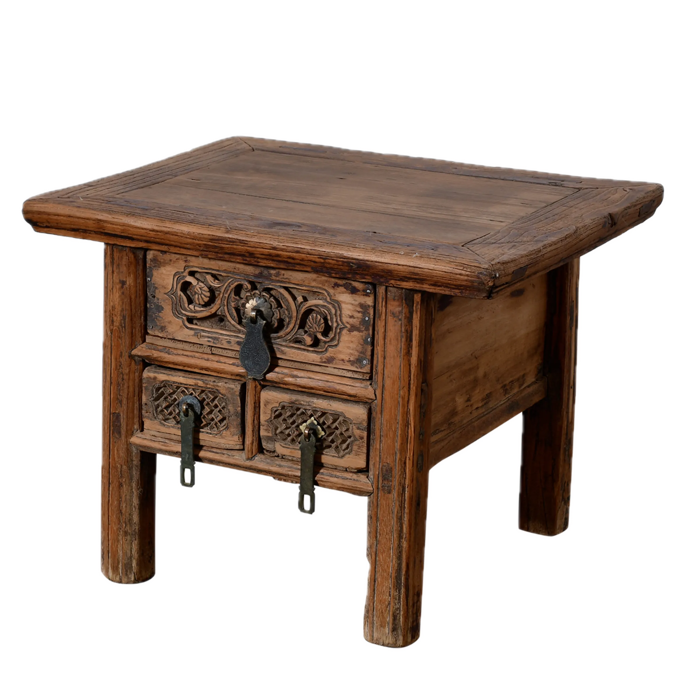 Linyi – Table de chevet chinoise en orme ancien n°2
