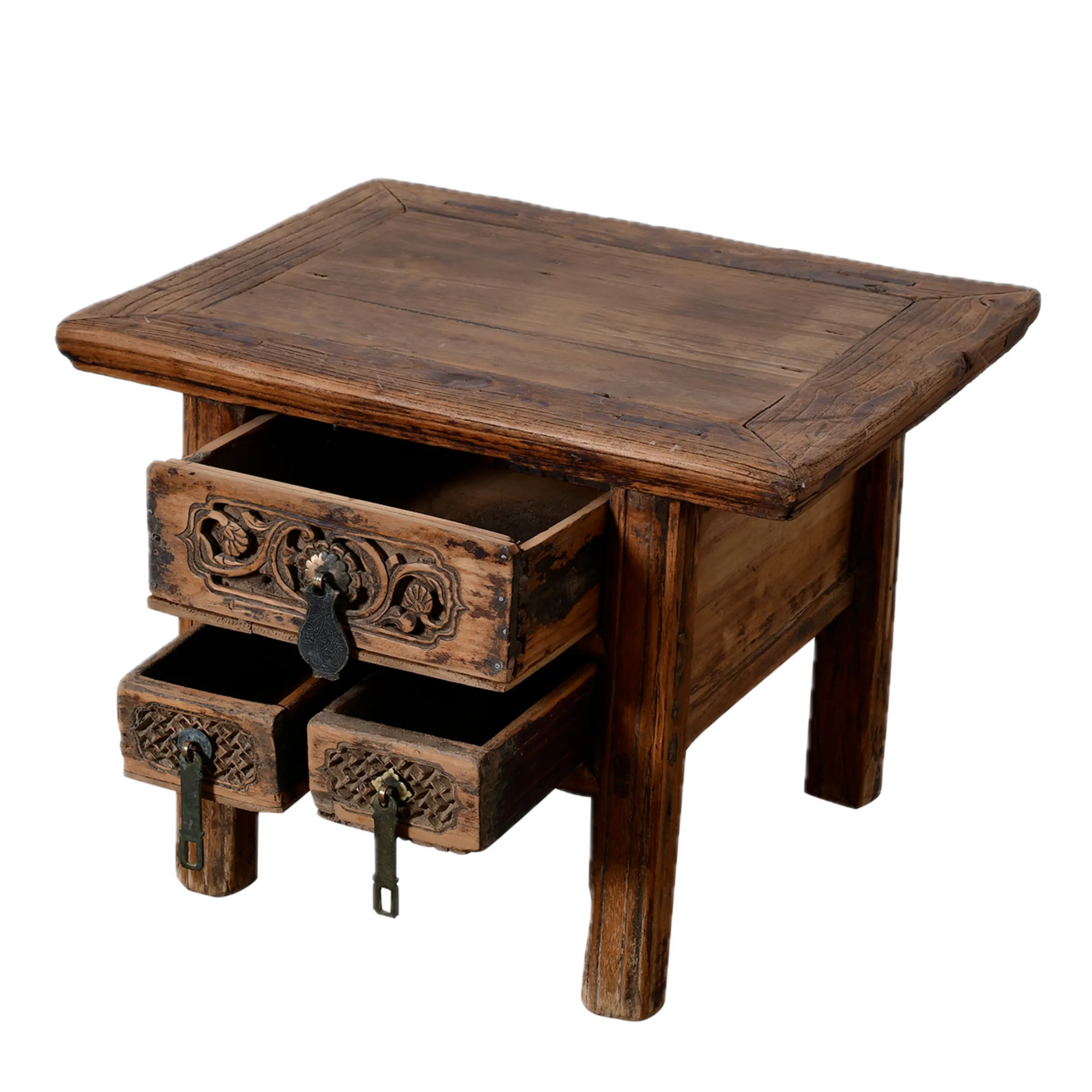 Linyi – Table de chevet chinoise en orme ancien n°2