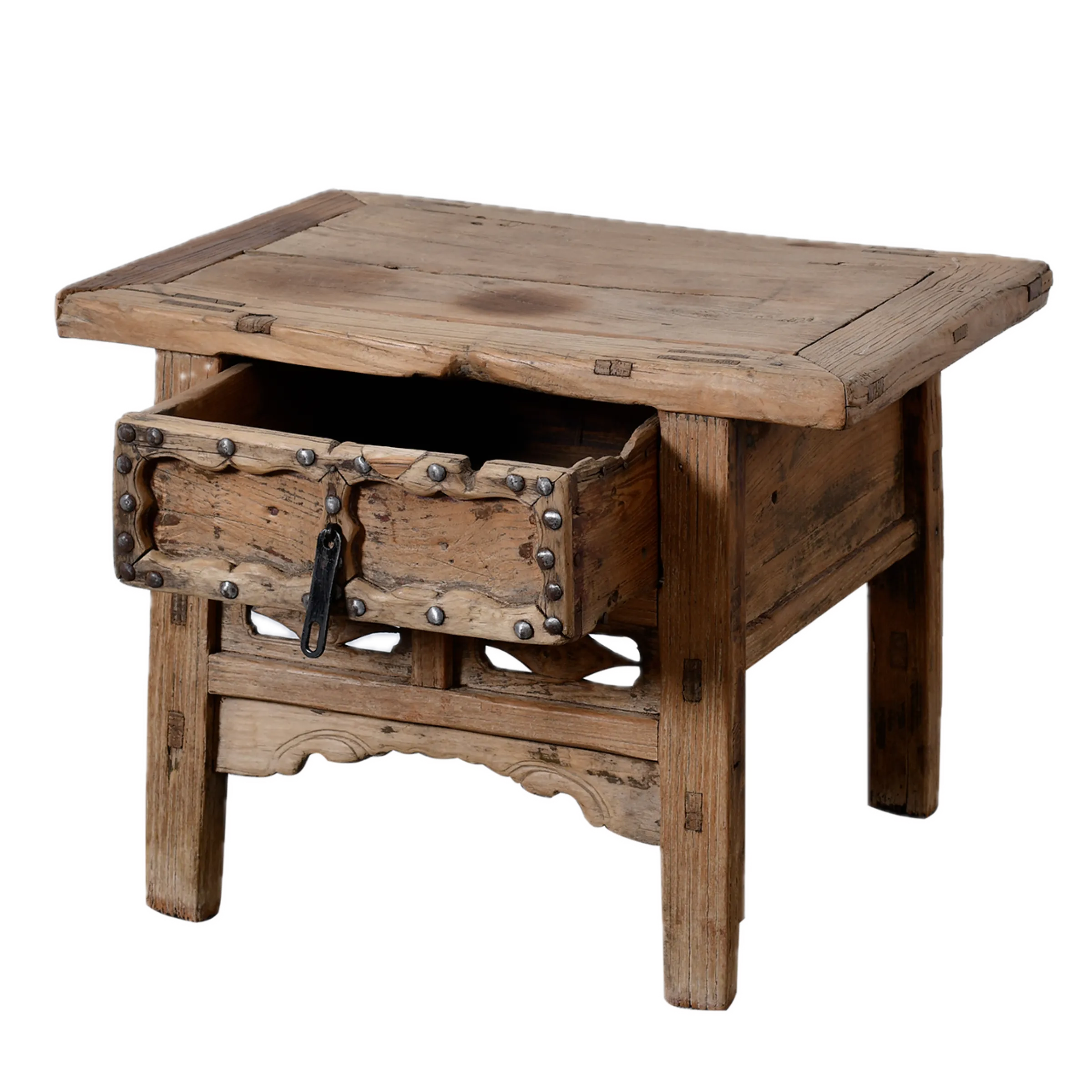 Linyi – Table de chevet chinoise en orme ancien n°6