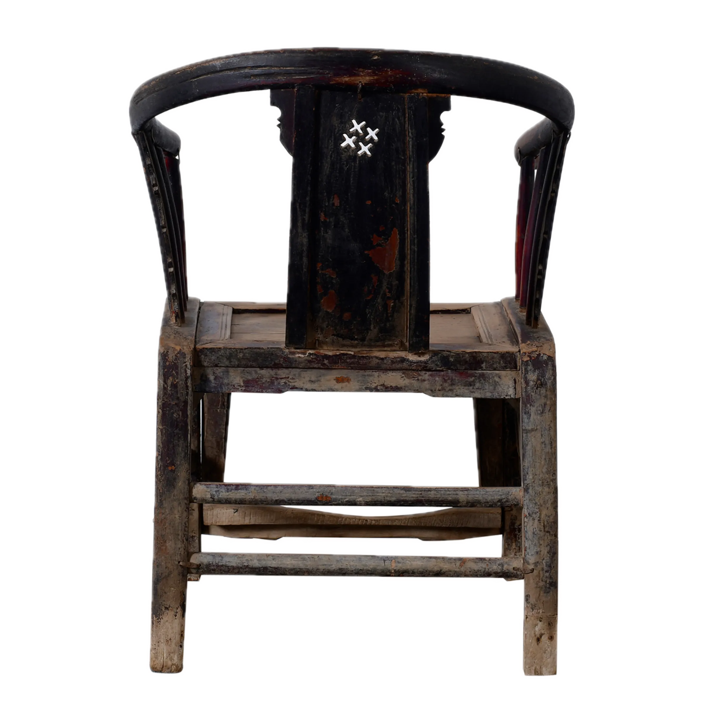 Ming - Chaise chinoise à dos en fer à cheval en saule Ancien