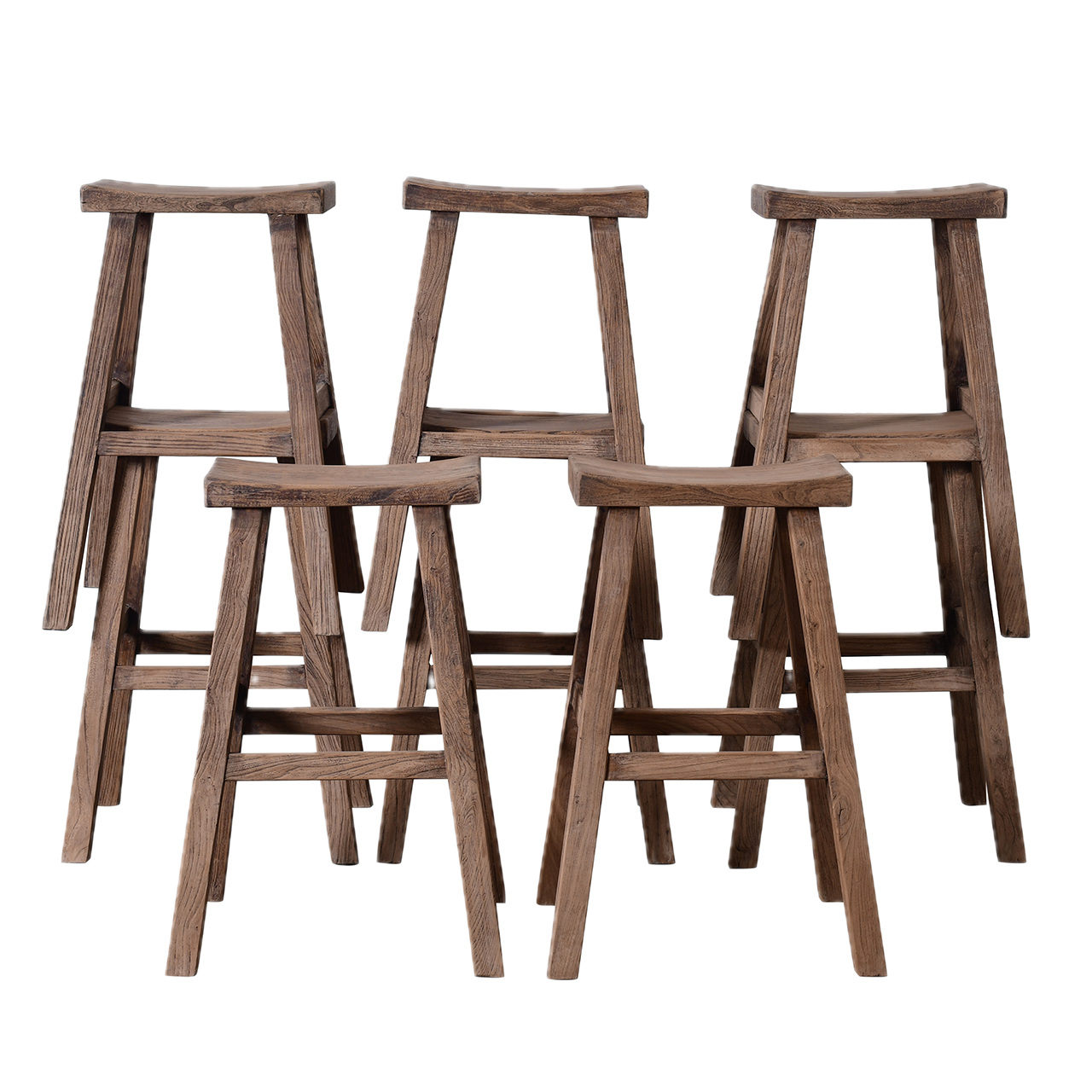 Hunan - Tabouret de bar en orme ancien