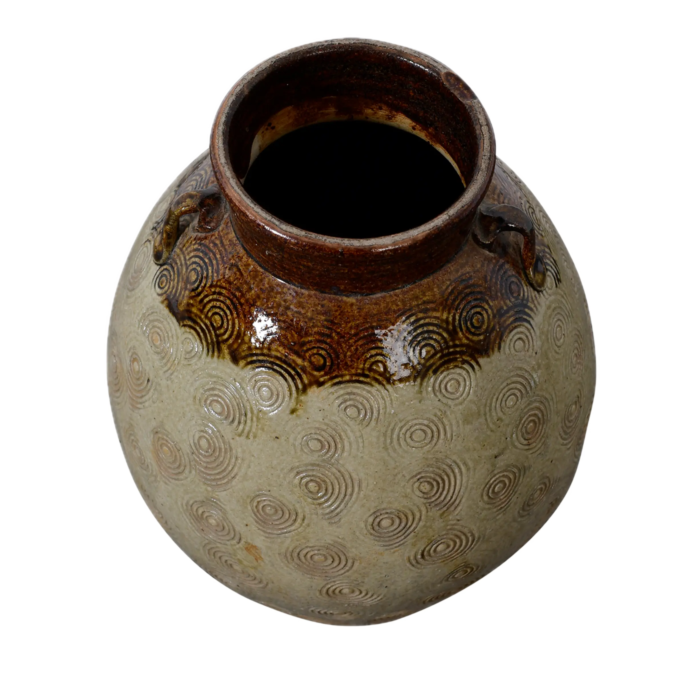 Zhenli – Pot ancien en grès à motifs concentriques n°1