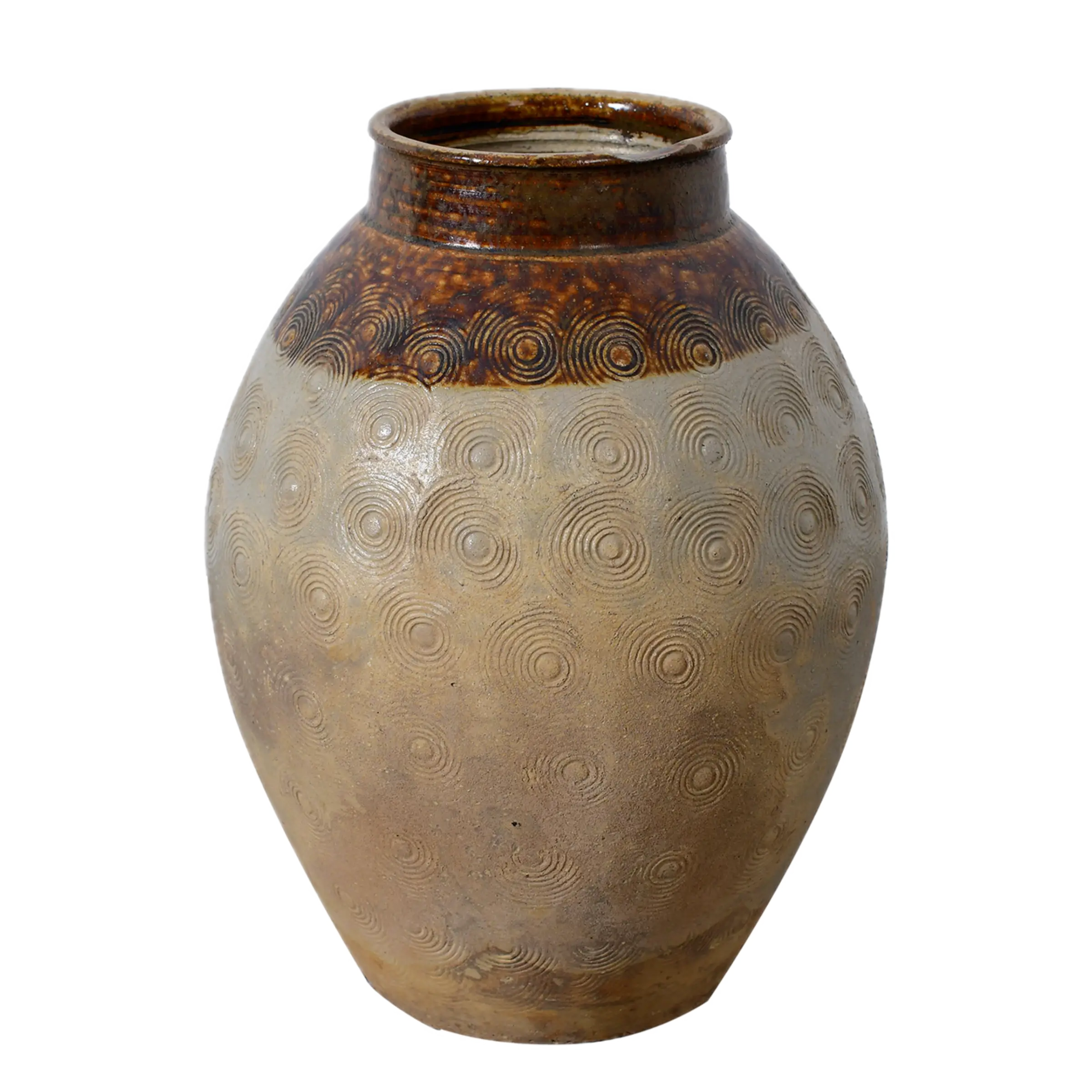 Zhenli – Pot ancien en grès à motifs concentriques n°2